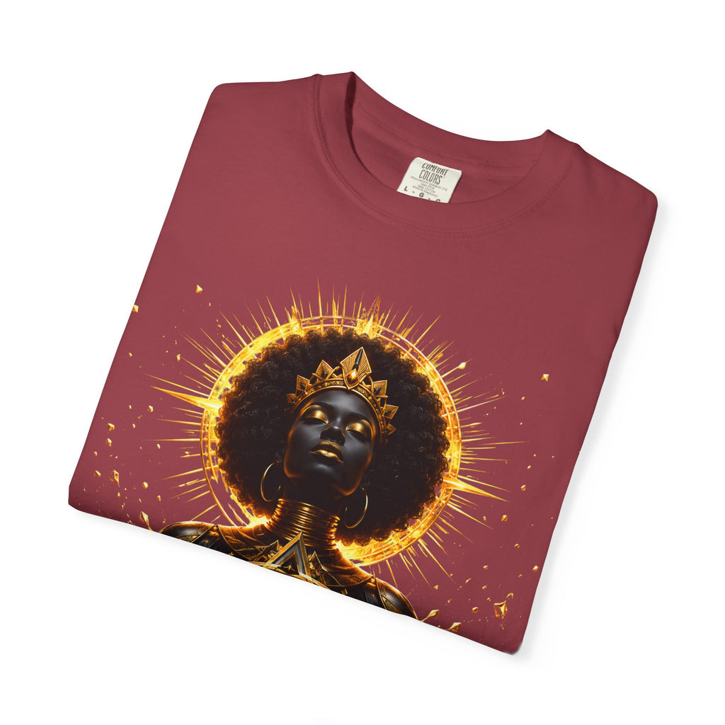 Power Runs Black goddess illustration T-Shirt | Afrocentric black pride design by Power Runs Black