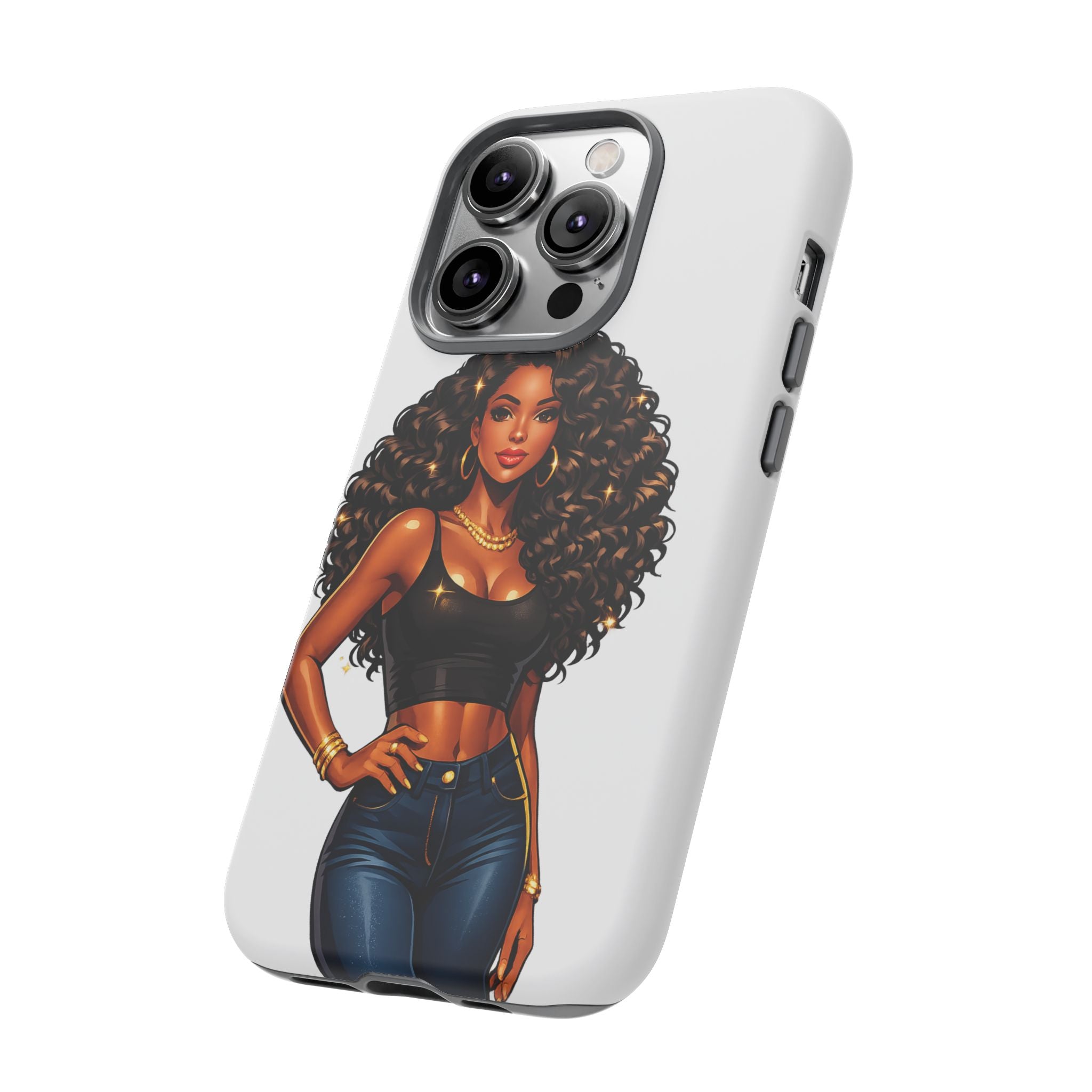 Pretty Rich Bitch by PRB Curly Hair Phone Case by Power Runs Black