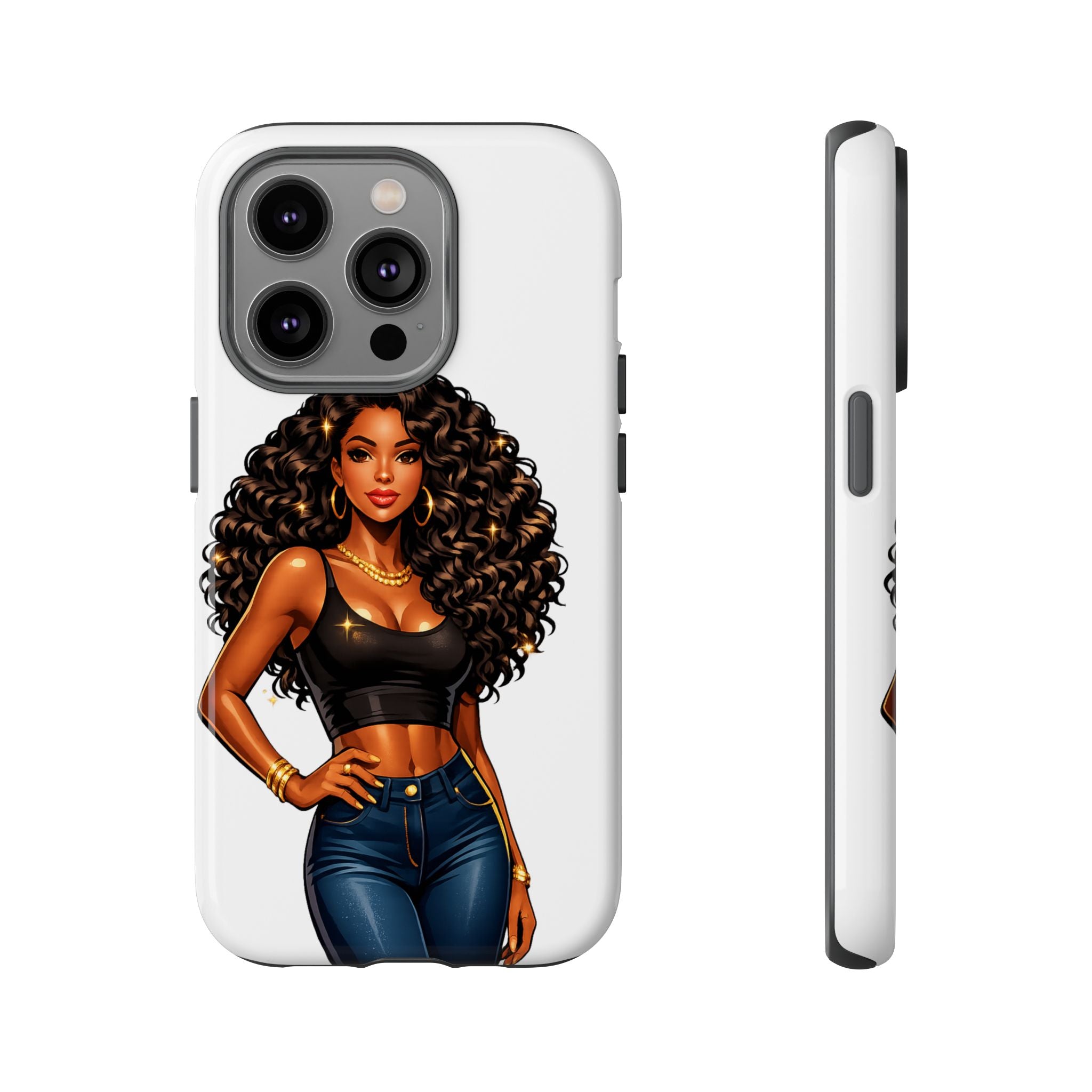 Pretty Rich Bitch by PRB Curly Hair Phone Case by Power Runs Black