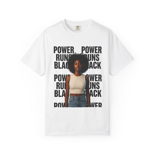 Power Runs Black PRB Power Runs Black T-Shirt — Empowerment Portrait Tee by Printify