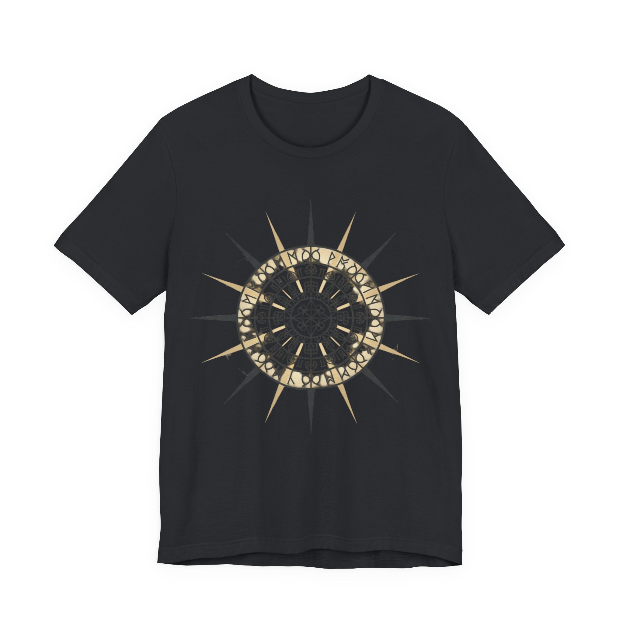 PRB Compass Rose Mandala Tee — Nautical Compass Graphic Shirt by Power Runs Black