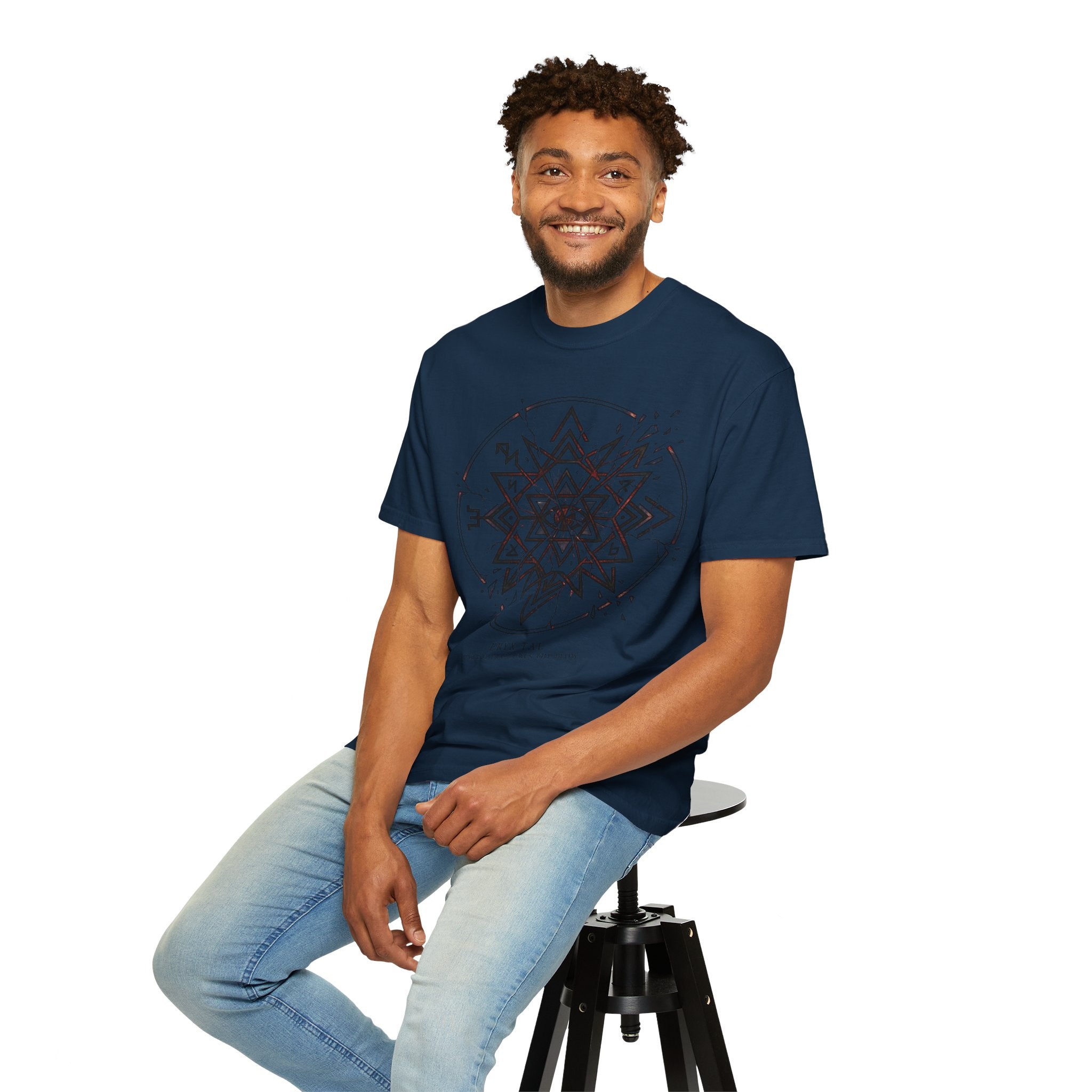 Power Runs Black PRB Eryx Tal Geometric Mandala T-Shirt — Symmetric Star Graphic Tee by Power Runs Black