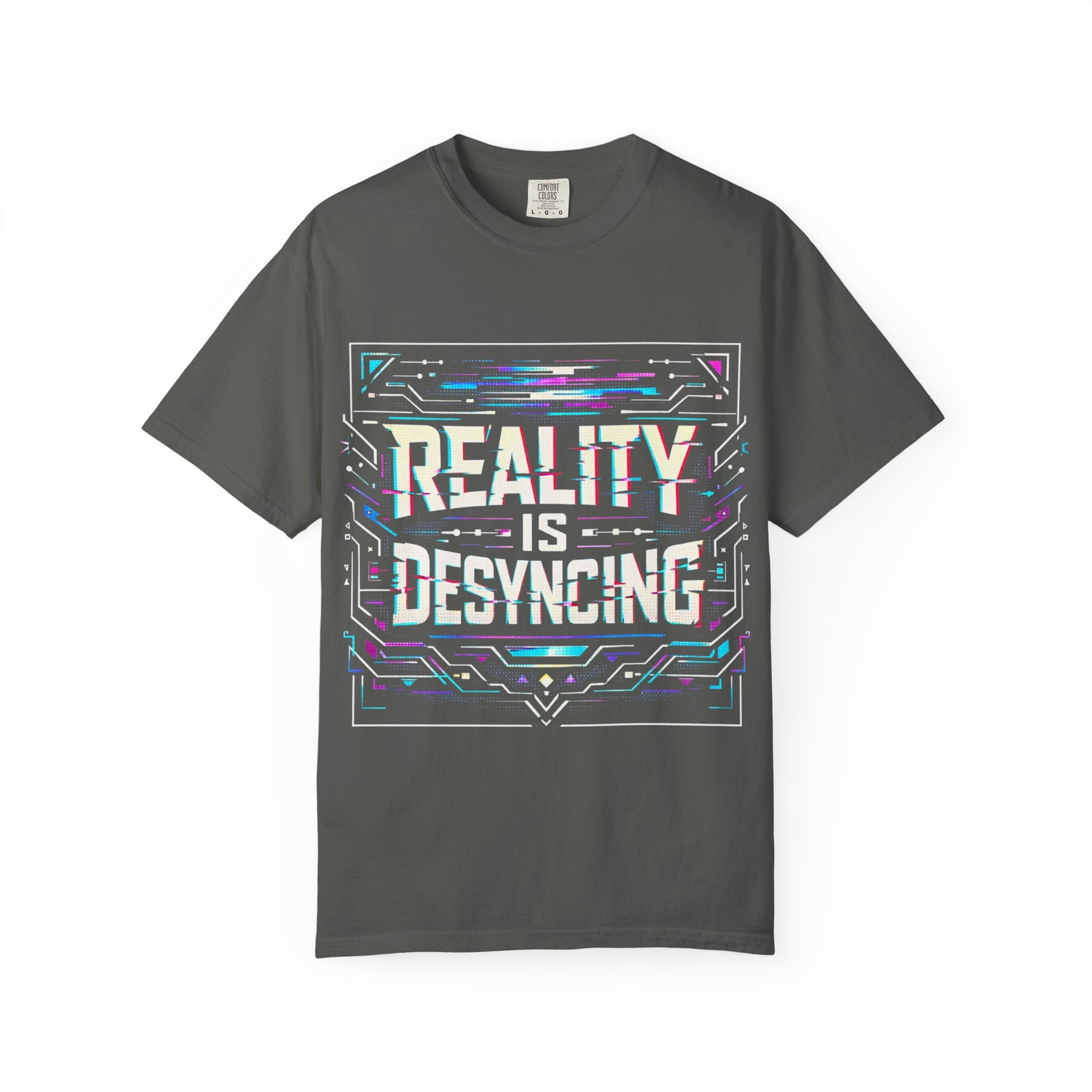 Power Runs Black PRB Glitchy Pastel "Reality Is Desyncing" T-Shirt by Printify