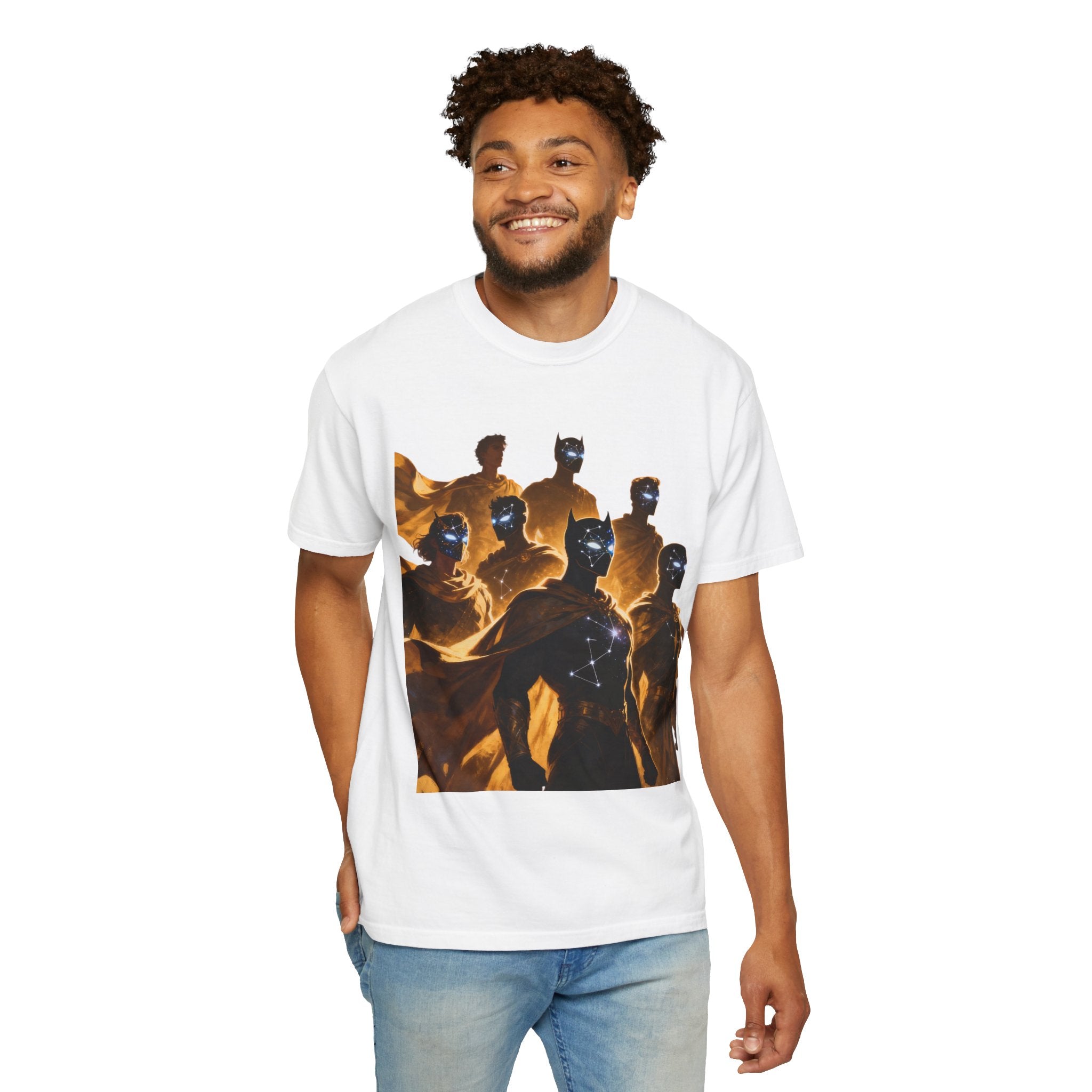 PRB Cosmic Heroes Graphic Tee (Golden Cloaks & Starry Faces) by Power Runs Black