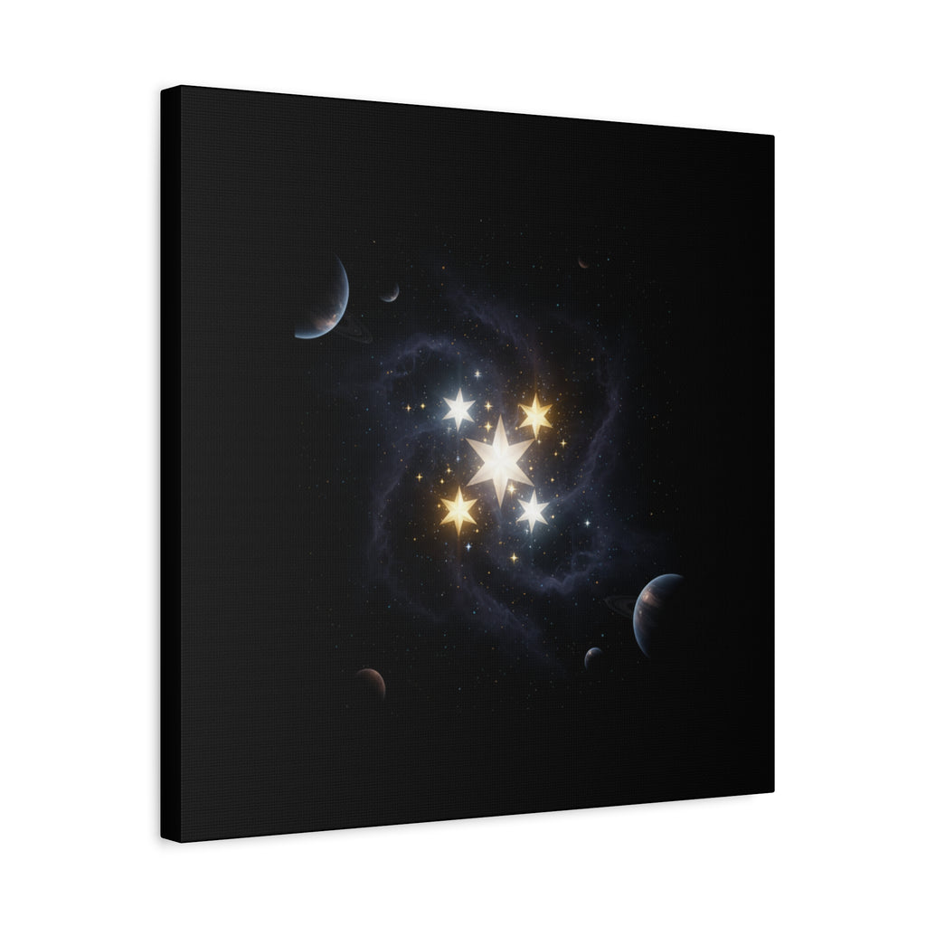PRB Celestial Star Cluster Matte Canvas Print — Cosmic Planets Wall Art by Printify