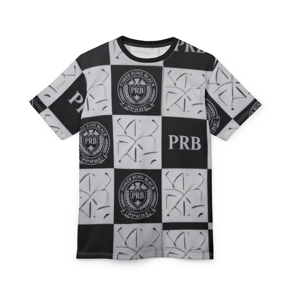 PRB Checkerboard All-Over Print Tee by Power Runs Black