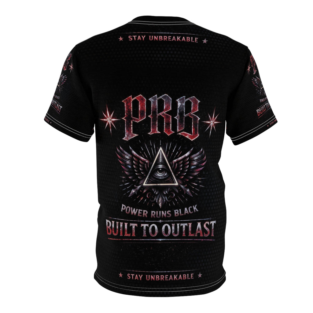 PRB Built to Outlast Tee — PRB Power Runs Black Graphic Shirt by Power Runs Black