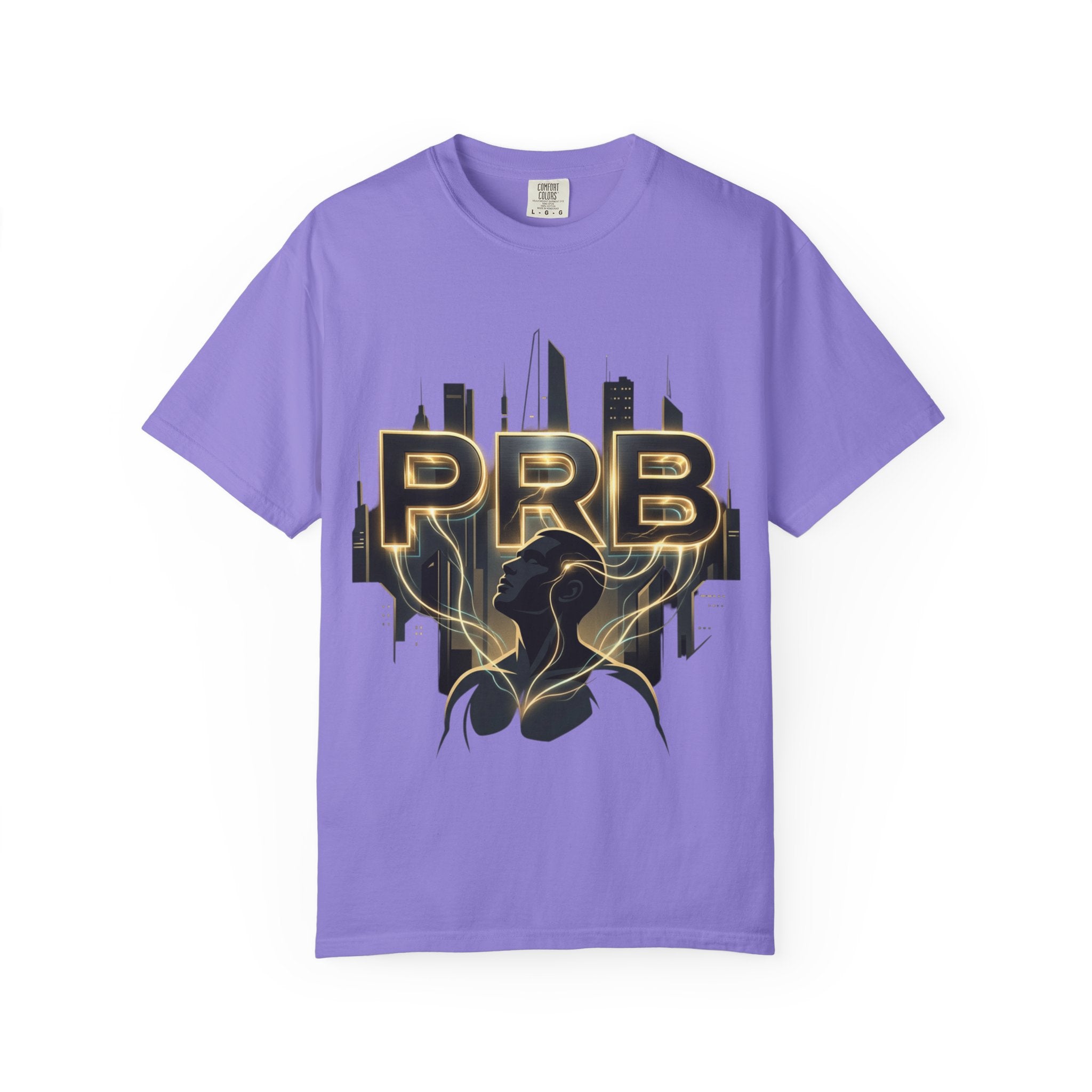 PRB Cityscape Graphic T-Shirt | Black & Gold Urban Streetwear Tee by Printify