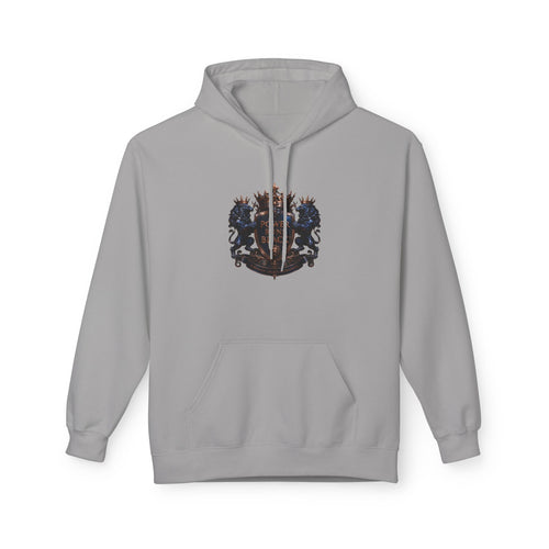 Power Runs Black crest hoodie | medieval shield with lions and wings by Power Runs Black