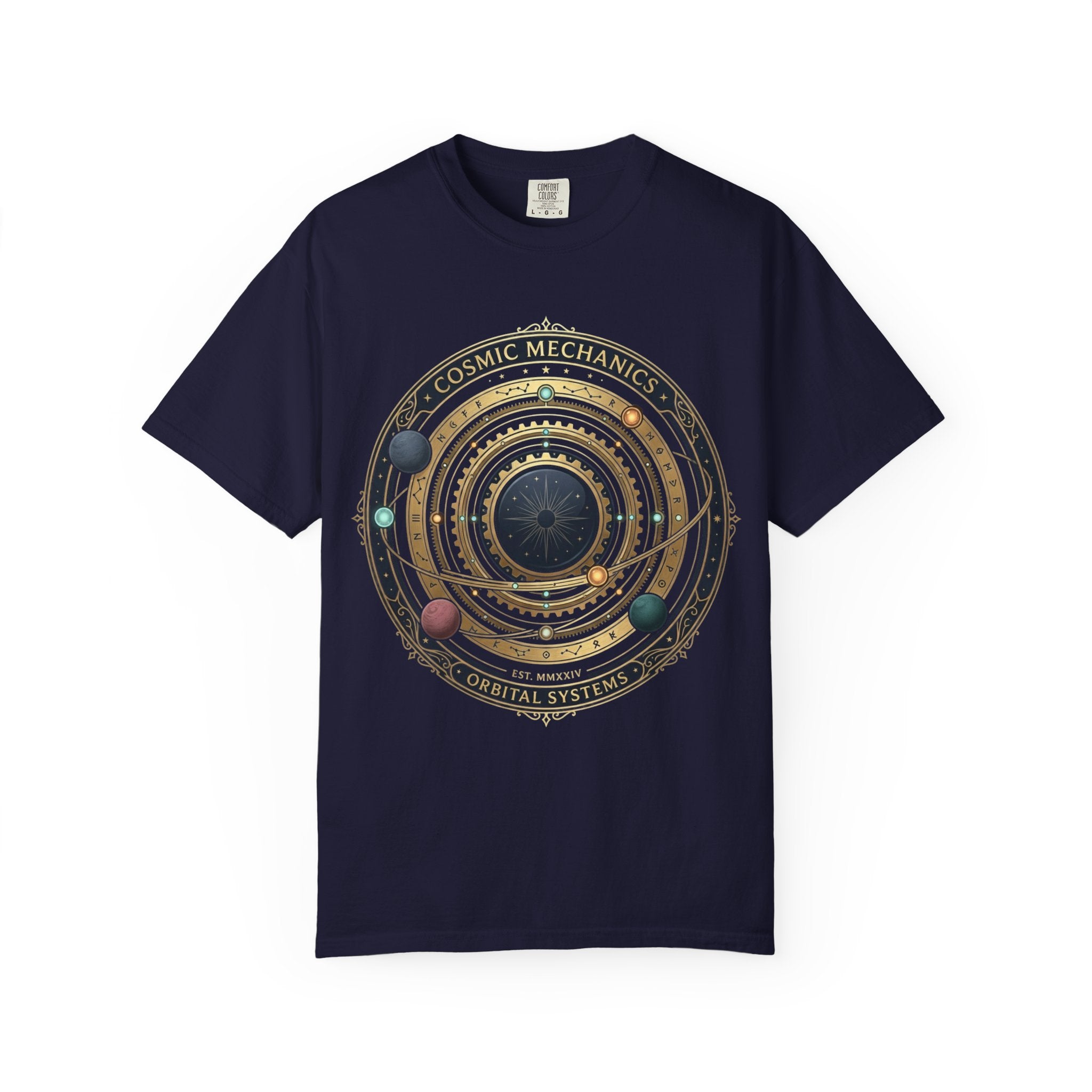 PRB Cosmic Mechanics Solar System Graphic T-Shirt | Planetary Orbit Tee by Printify