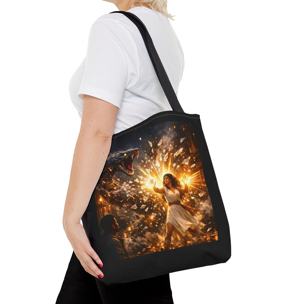 PRB Raging Serpent Burst tote bag | Fantasy serpent explosion art by Printify