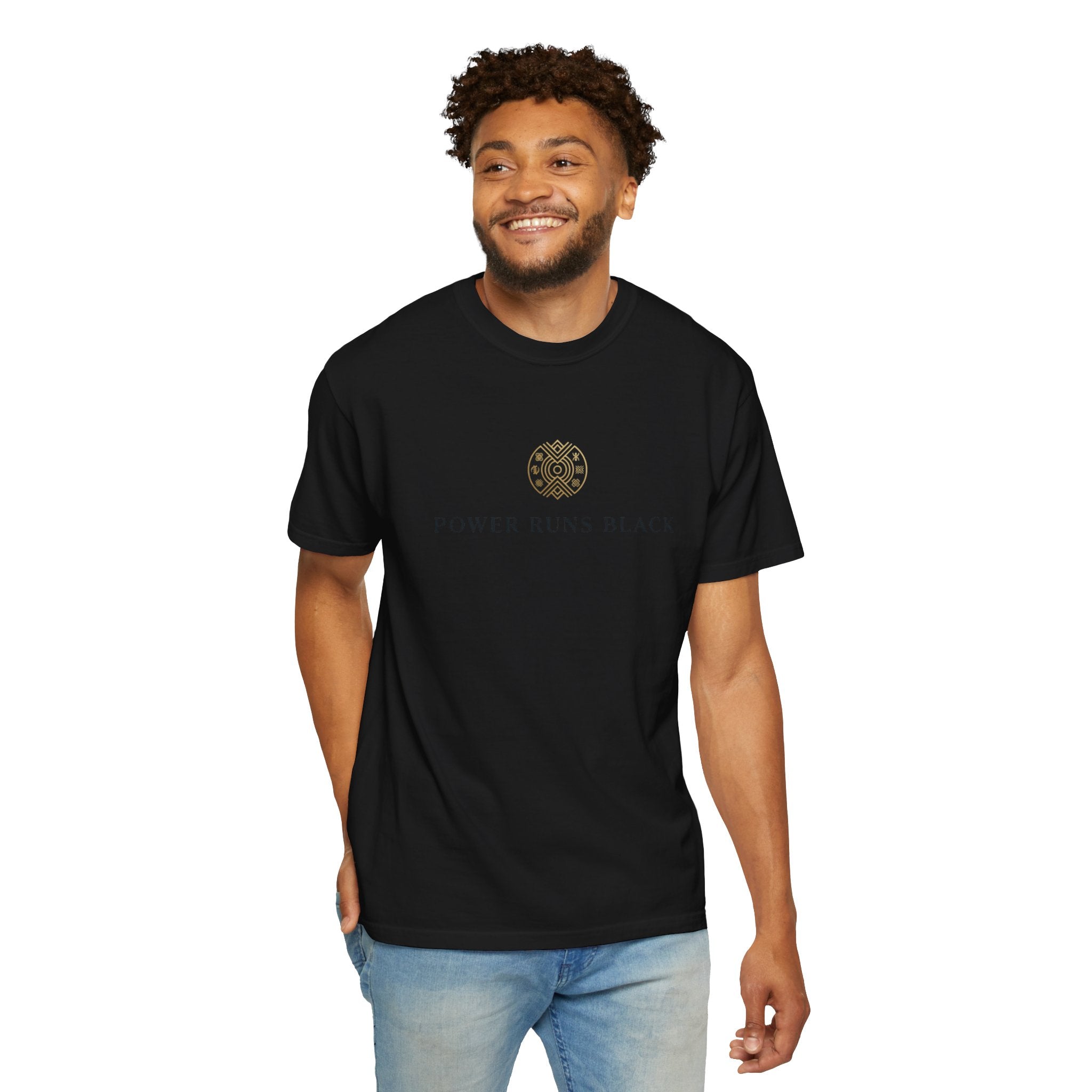 Power Runs Black PRB Graphic T-Shirt — Minimal Emblem Tee by Power Runs Black