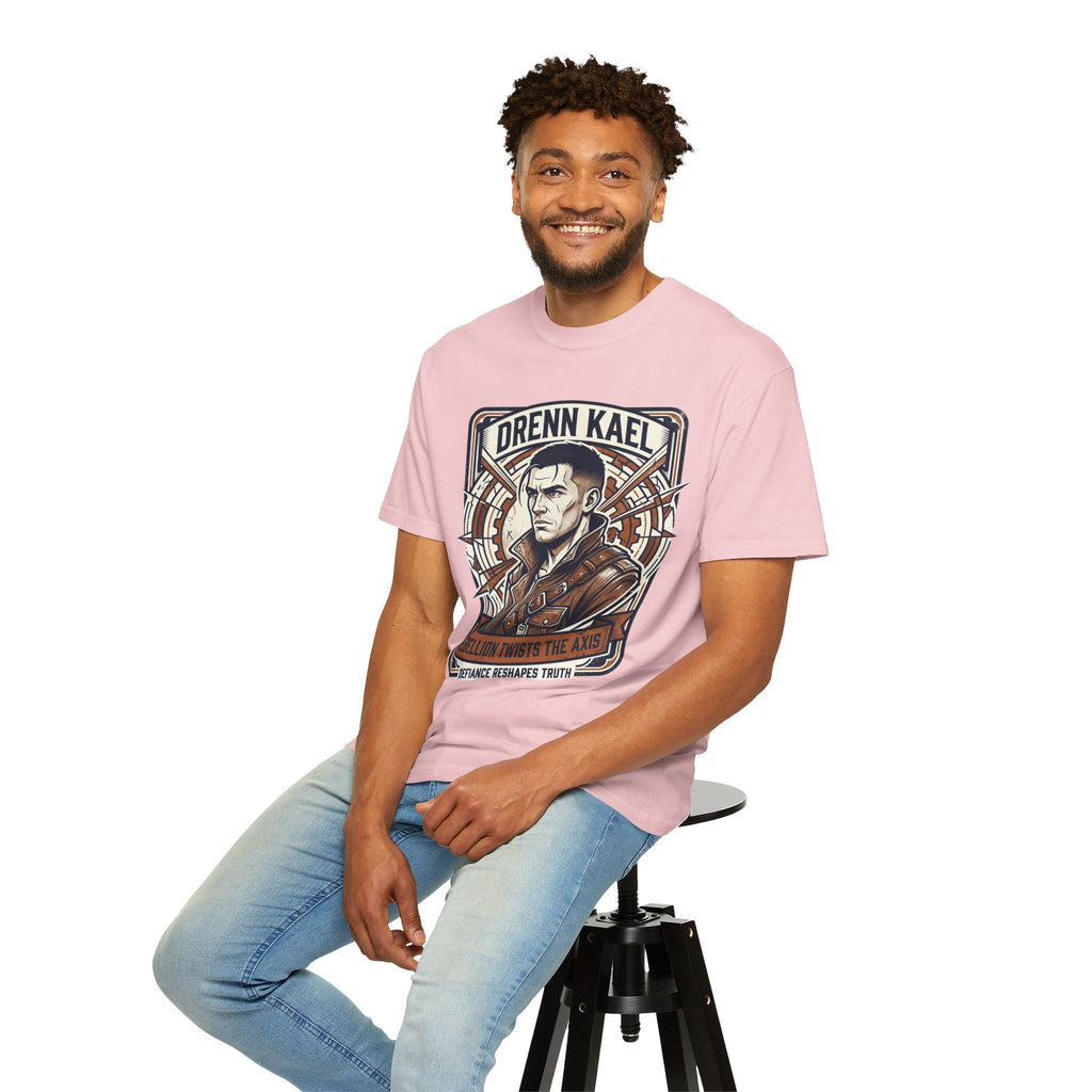Power Runs Black PRB Drenn Kael Portrait T-Shirt — "Rebellion Twists the Axis" Graphic Tee by Printify