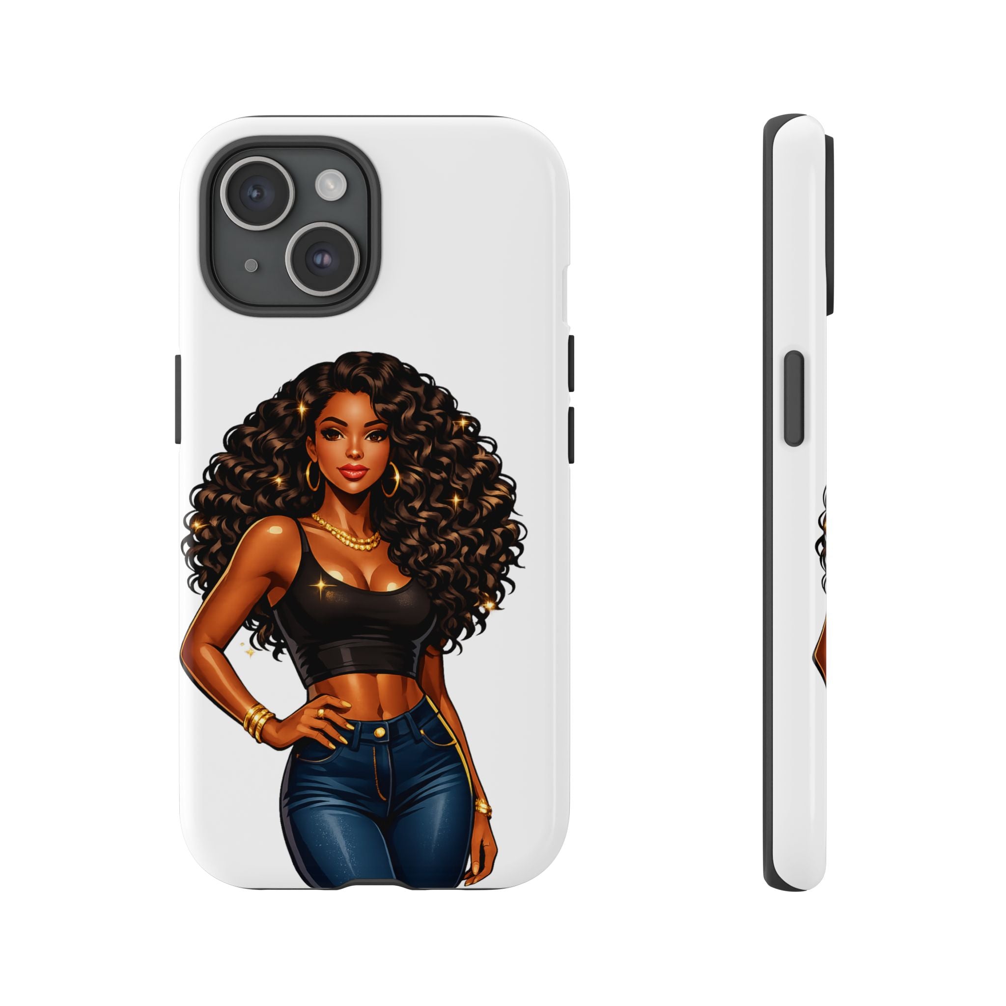 Pretty Rich Bitch by PRB Curly Hair Phone Case by Power Runs Black
