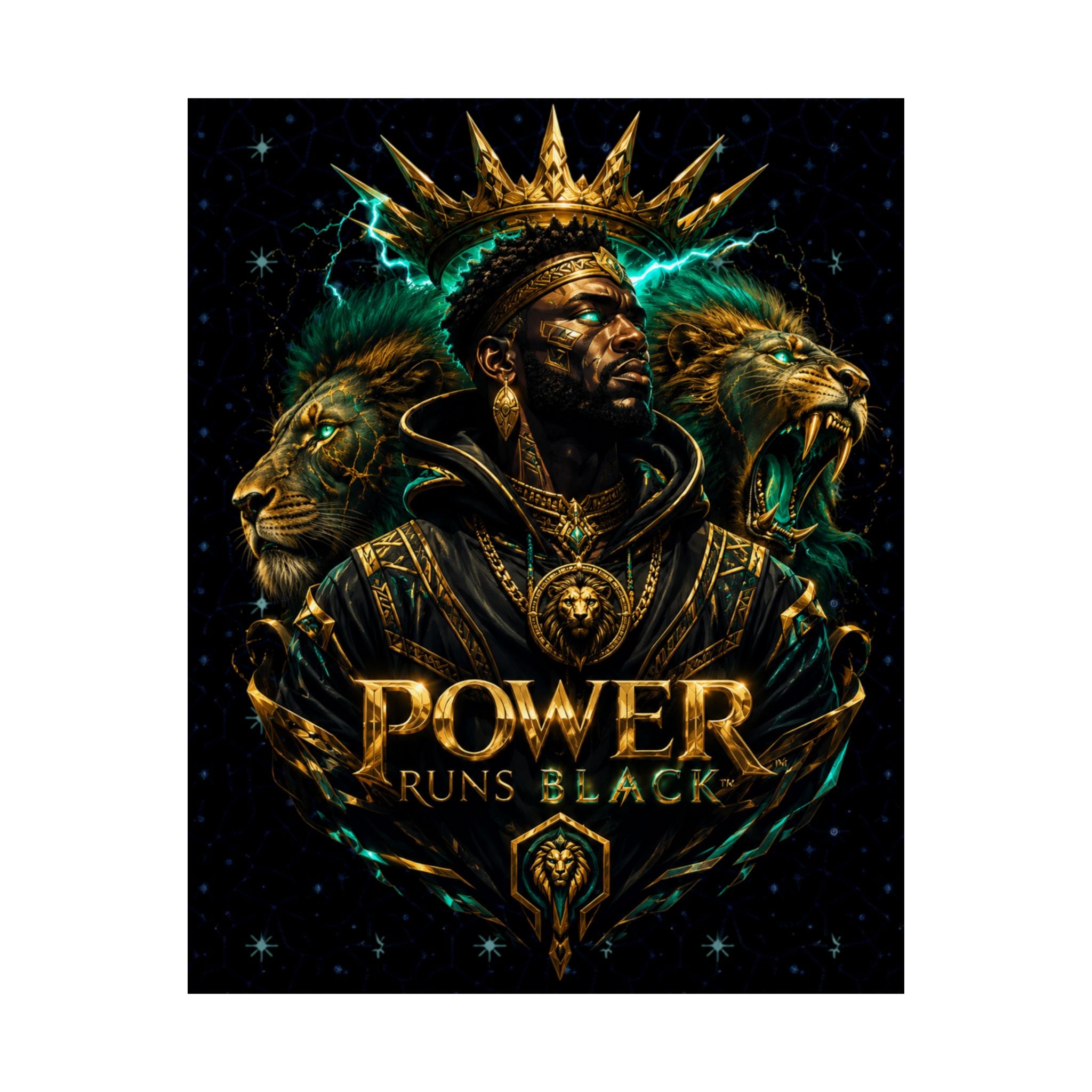 Power Runs Black Poster — Regal Black King Art Matte Vertical Print by Power Runs Black