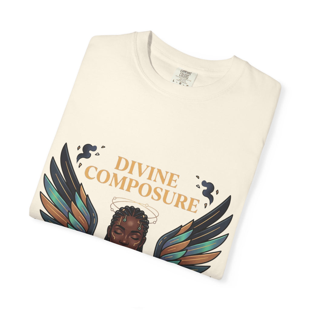 Power Runs Black Divine Composure T-Shirt — Angel Wing Graphic Tee by Printify
