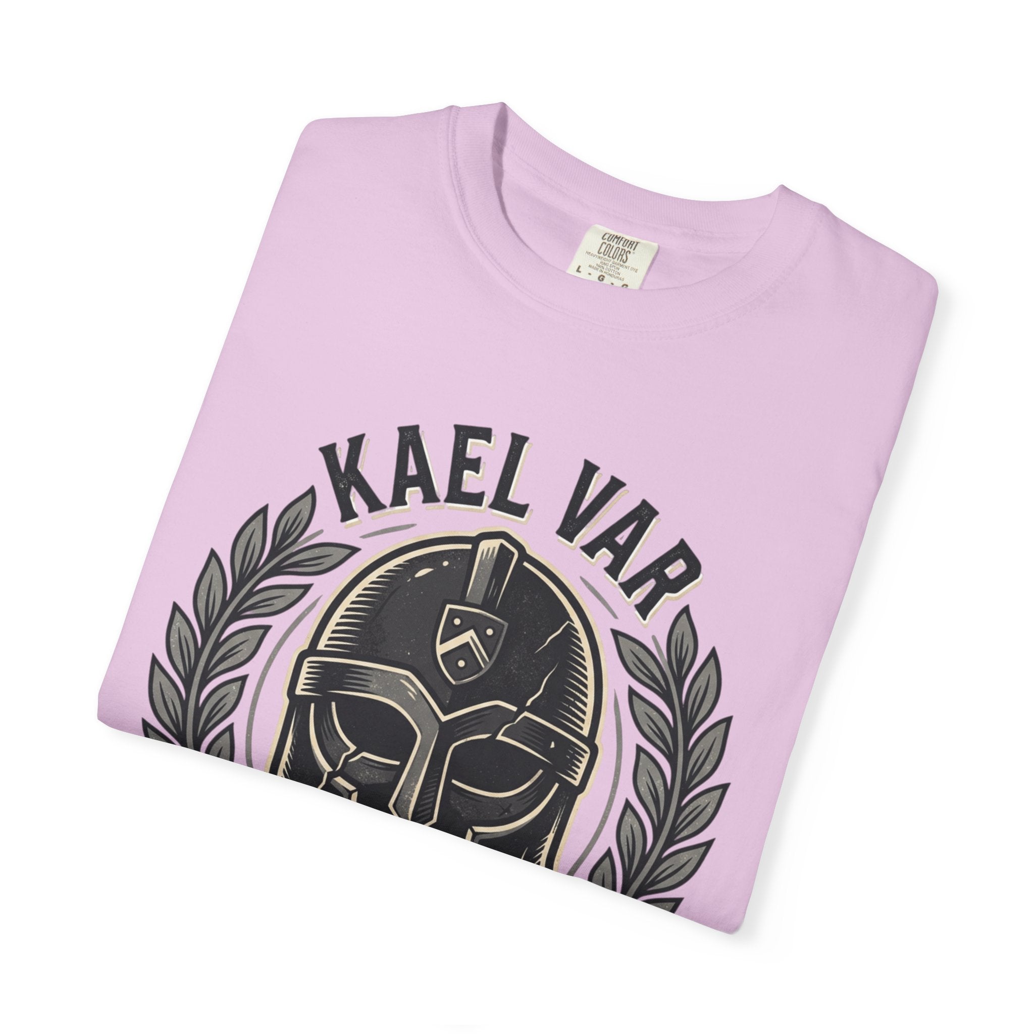 Power Runs Black PRB Kael Var Helmet Graphic T-Shirt — "Protection Hardens Form" Warrior Tee by Printify