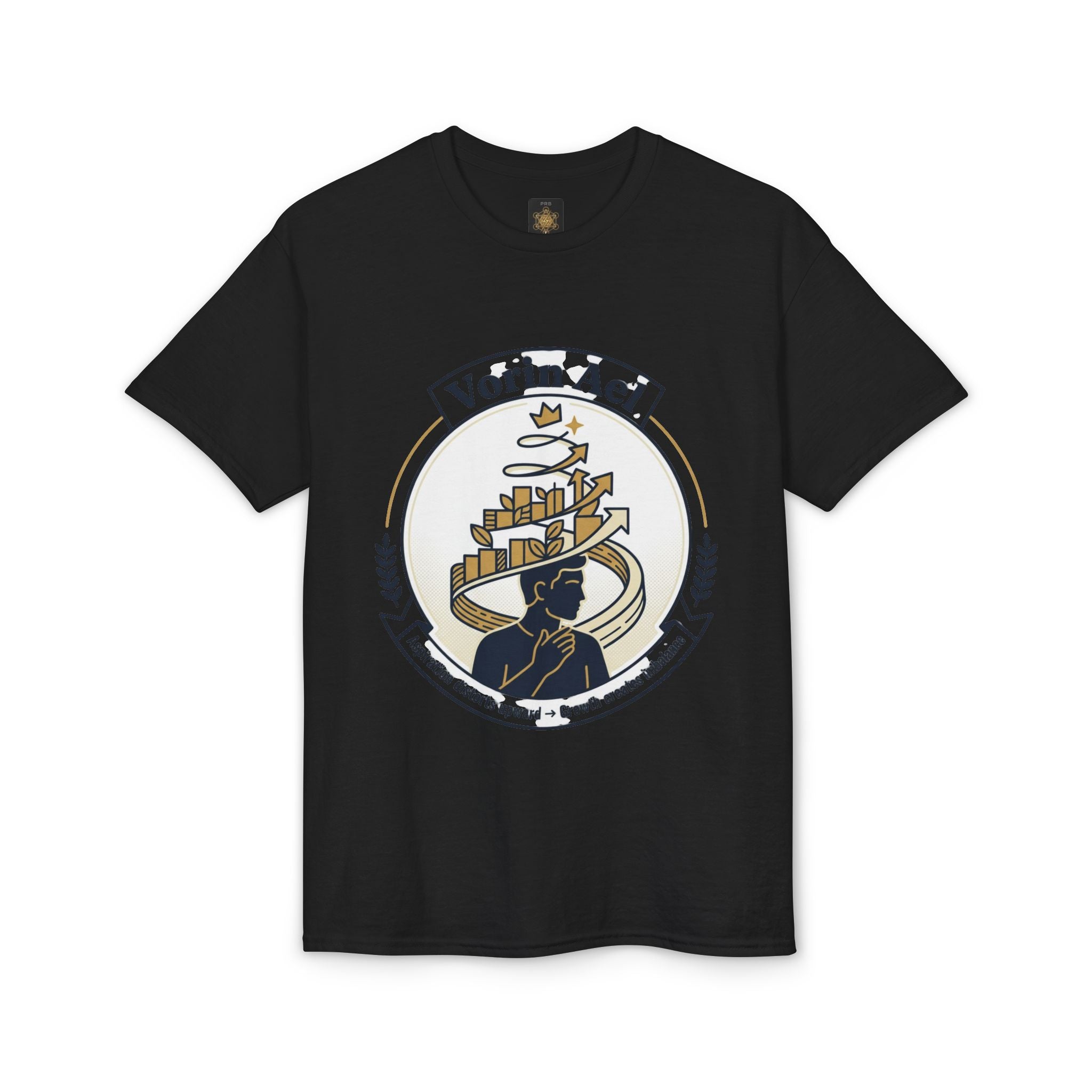 Power Runs Black PRB Vorin Ael Crest T-Shirt — Fantasy Guild Emblem Tee by Printify