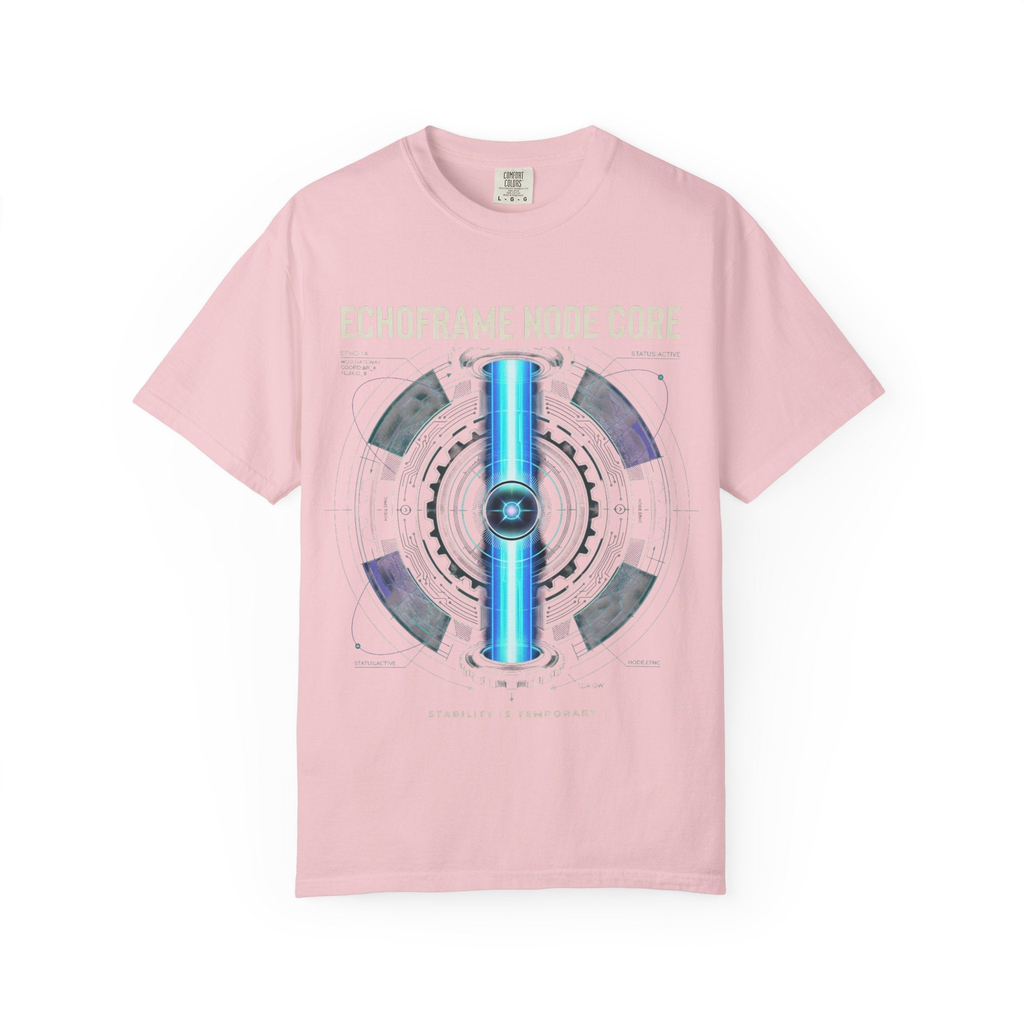 Power Runs Black PRB Echoframe Node Core T-Shirt — Futuristic Tech Graphic Tee by Power Runs Black