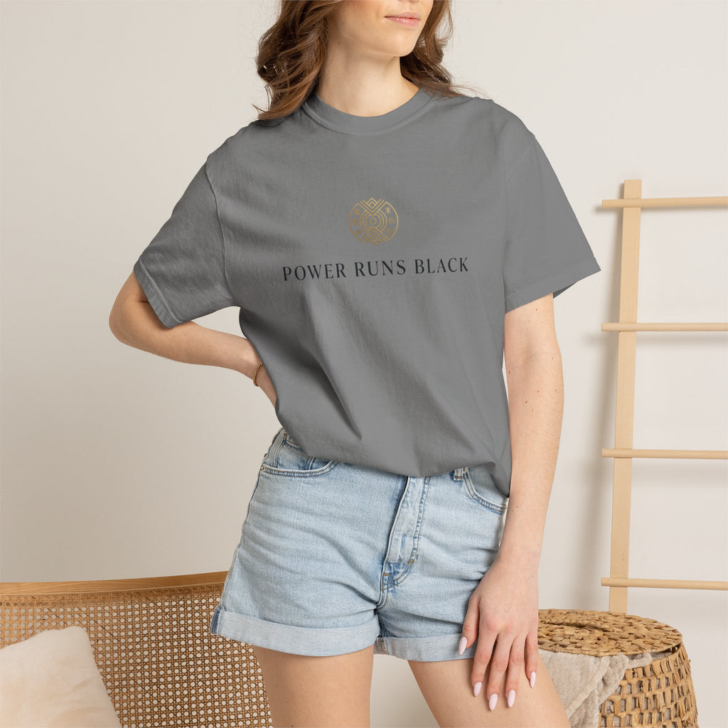 Power Runs Black PRB Graphic T-Shirt — Minimal Emblem Tee by Power Runs Black
