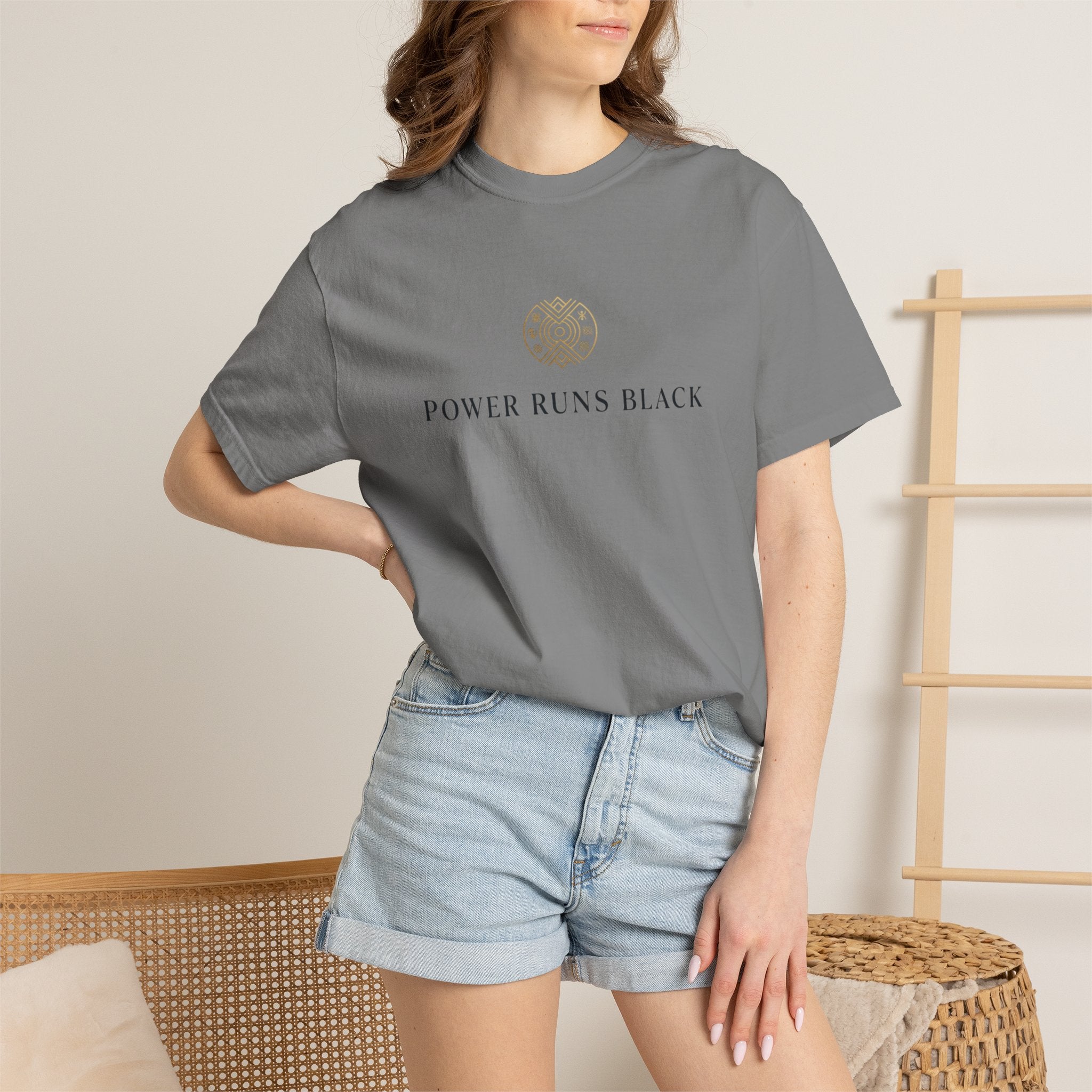 Power Runs Black PRB Graphic T-Shirt — Minimal Emblem Tee by Power Runs Black