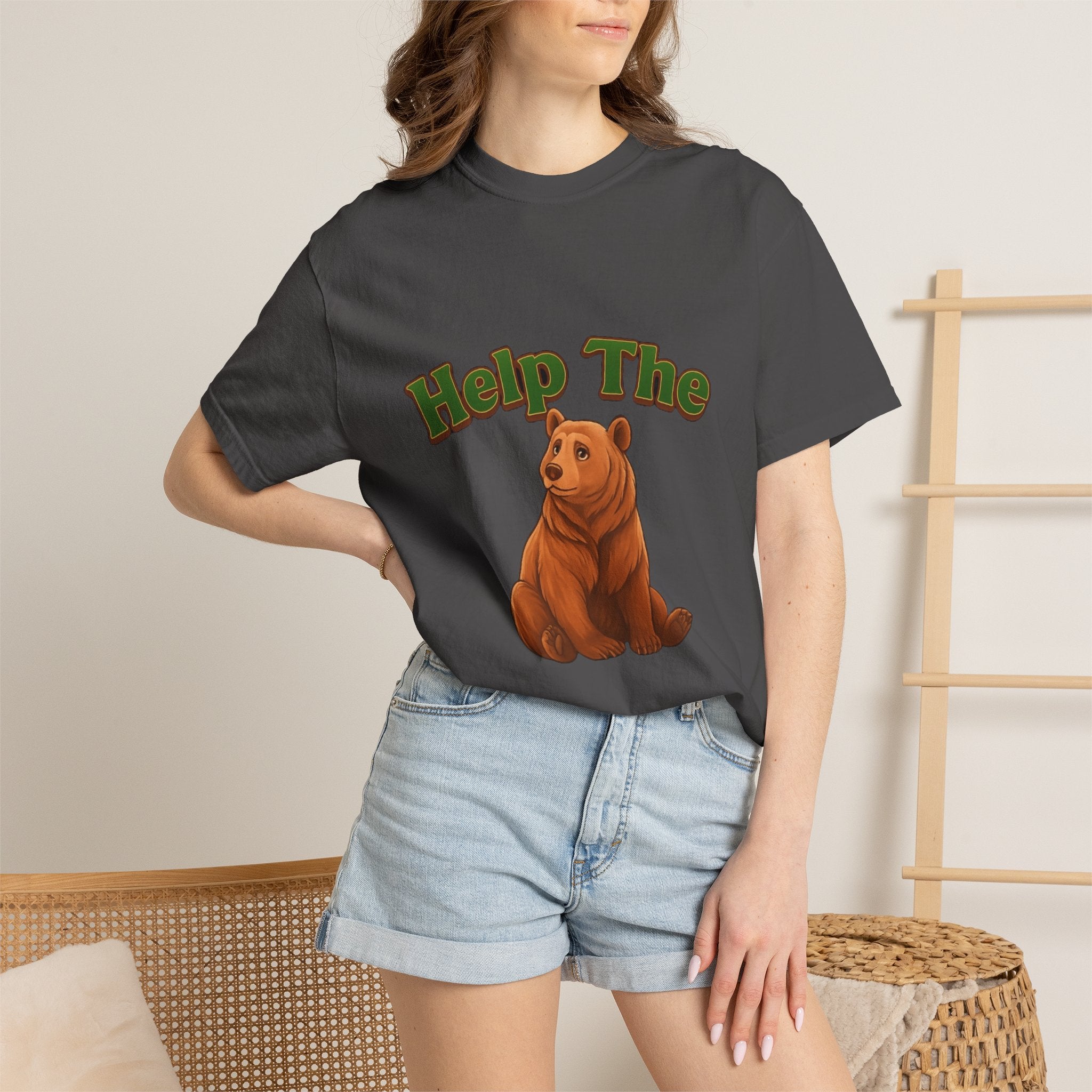 PRB Help The Bear T-shirt | Cute Sitting Bear Illustration by Printify