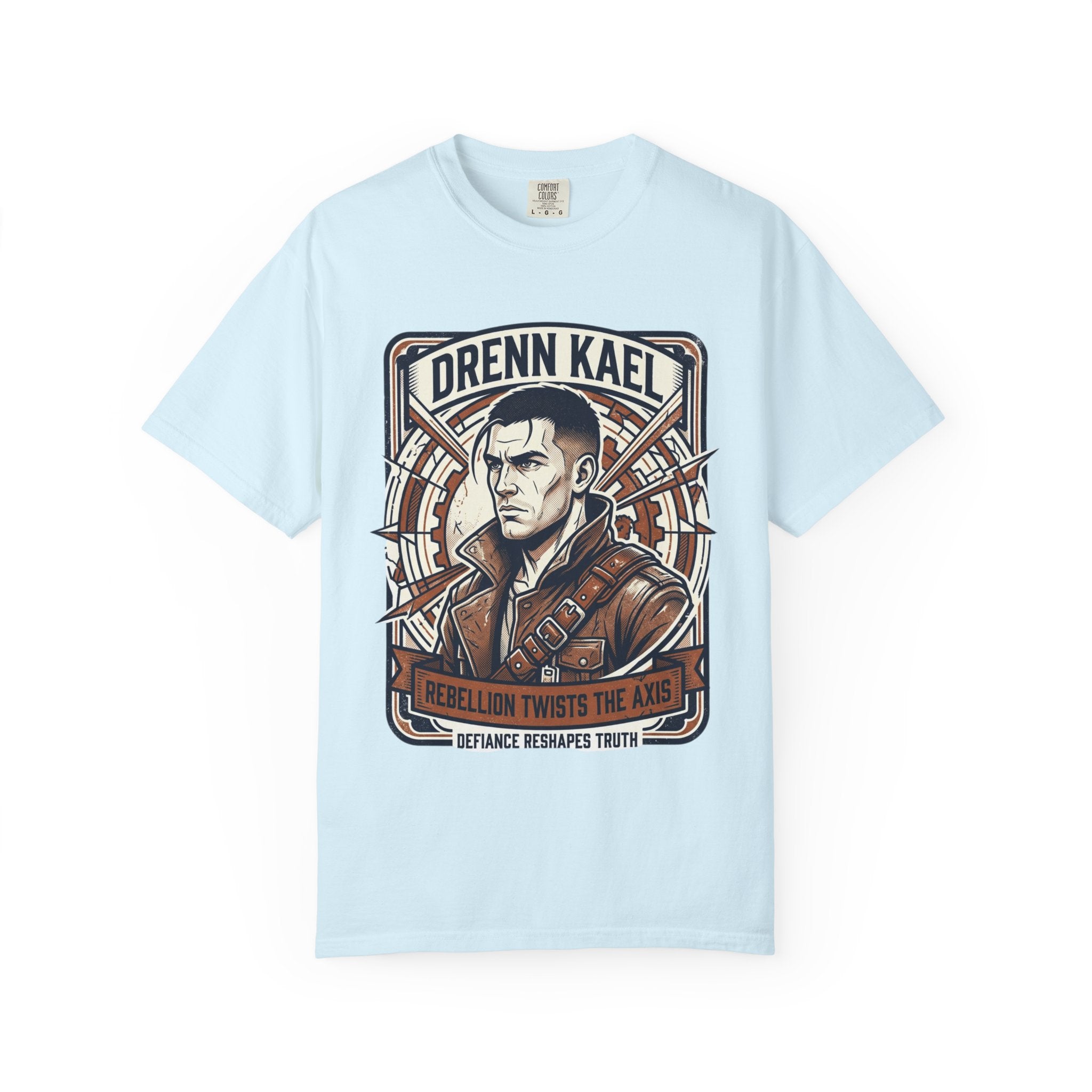 Power Runs Black PRB Drenn Kael Portrait T-Shirt — "Rebellion Twists the Axis" Graphic Tee by Printify