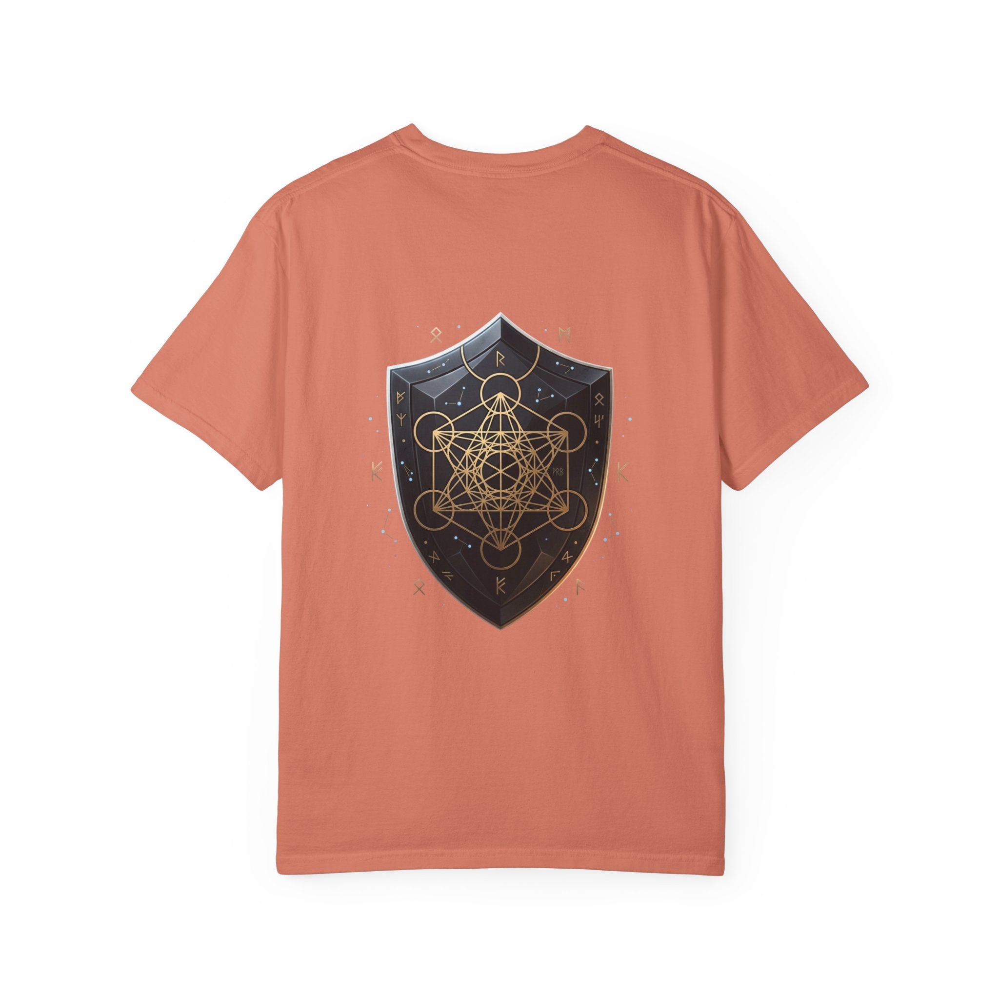 Power Runs Black Mystic Compass Disc T-Shirt — Geometric Gold & Black Emblem Tee by Printify