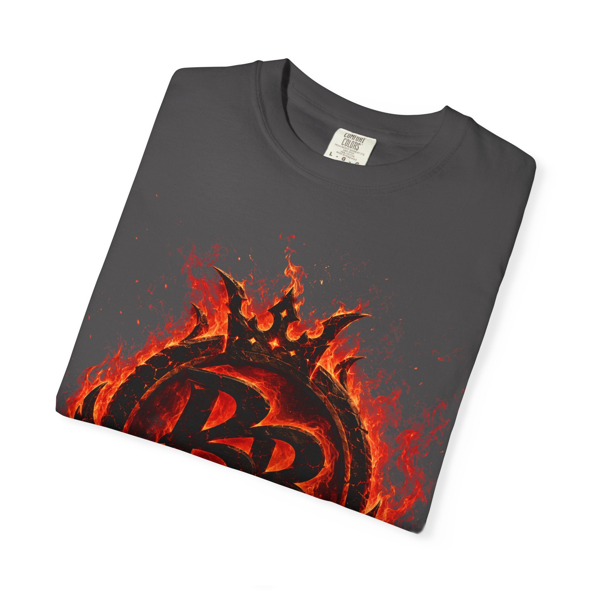 Power Runs Back PRB Flame Logo T-shirt | Fiery Emblem Tee, Grunge Rock Chic by Power Runs Black