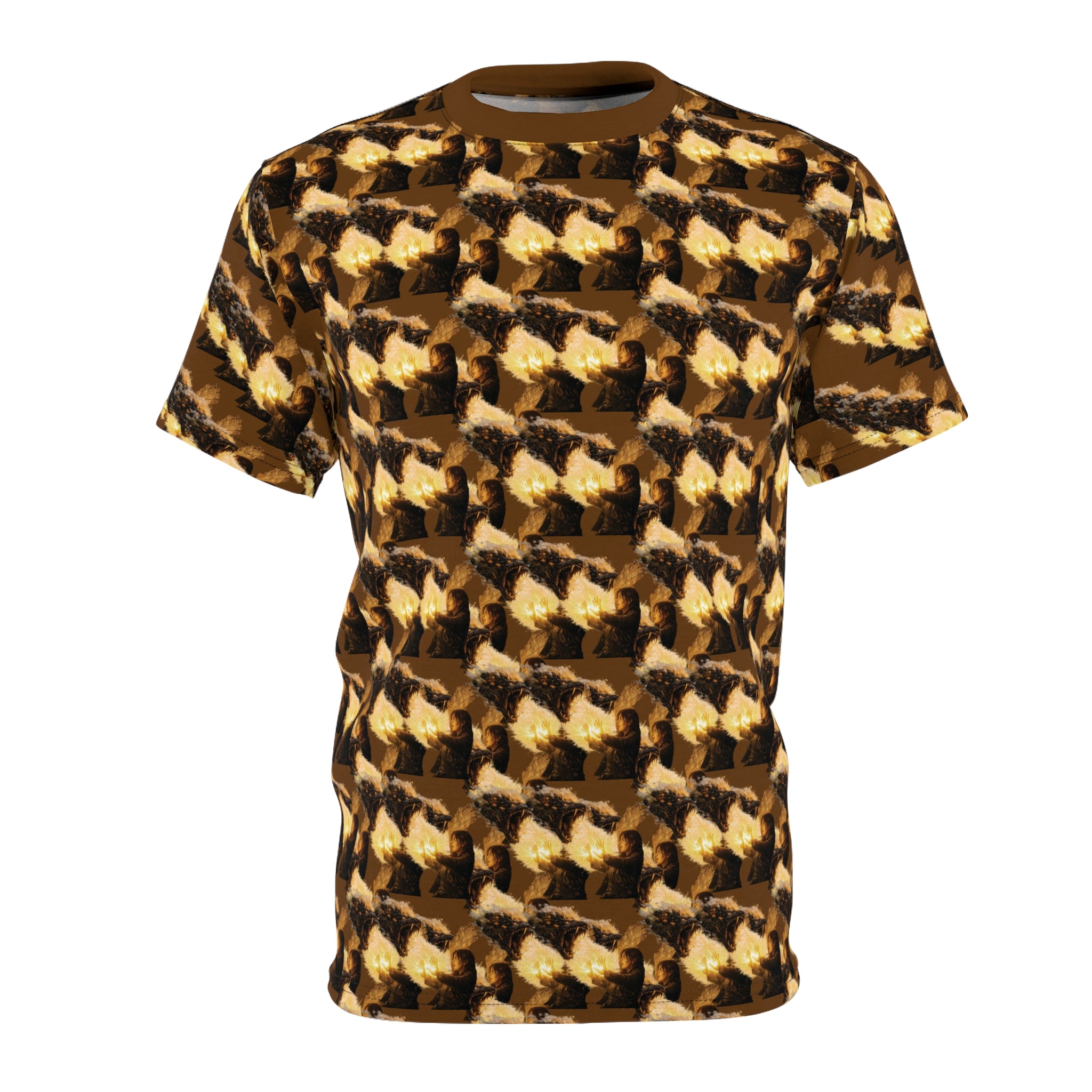 PRB Houndstooth Brown All-Over Print Tee by Power Runs Black