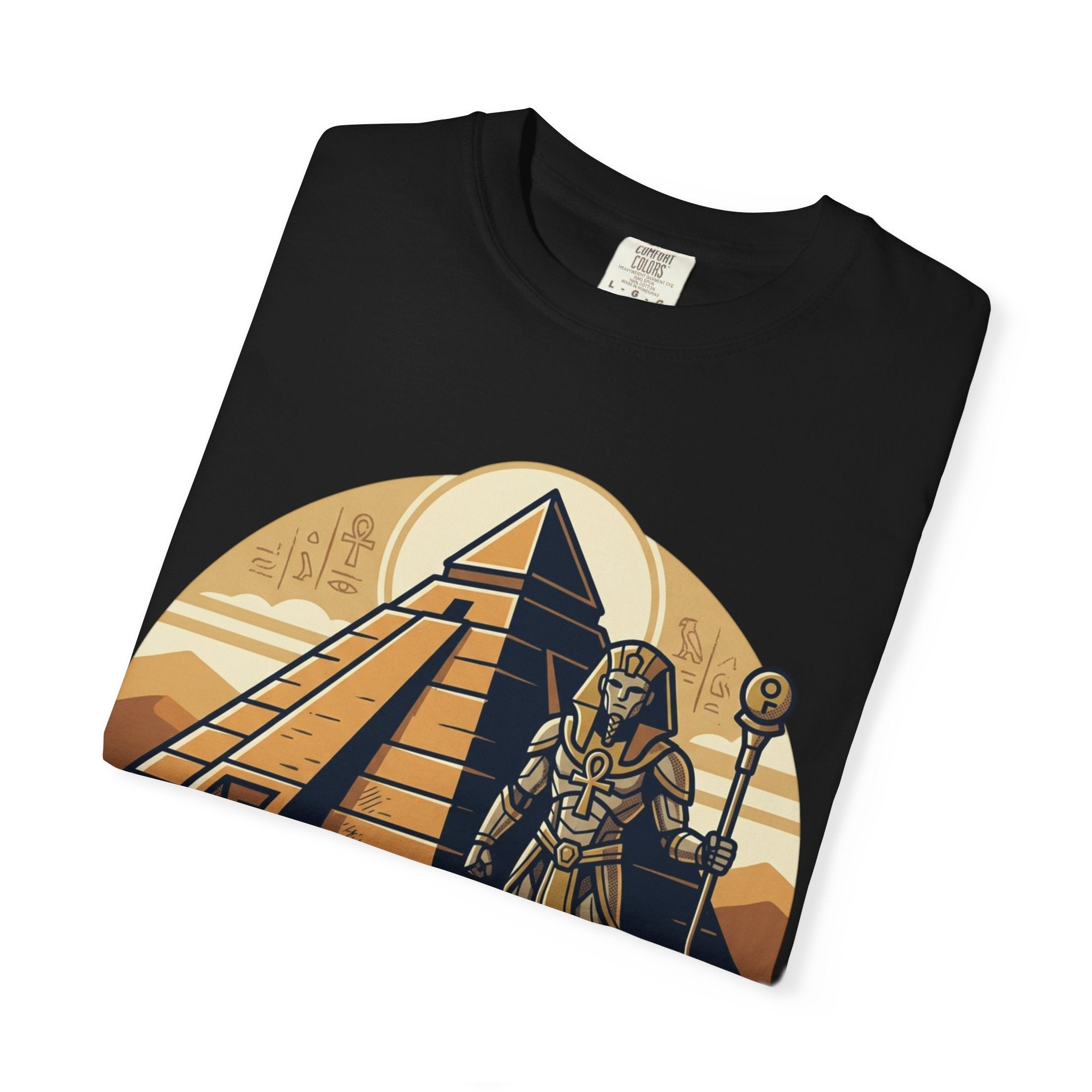 Power Runs Black PRB Guardian Unit T-Shirt — Egyptian Pyramid Sci‑Fi Graphic Tee by Power Runs Black