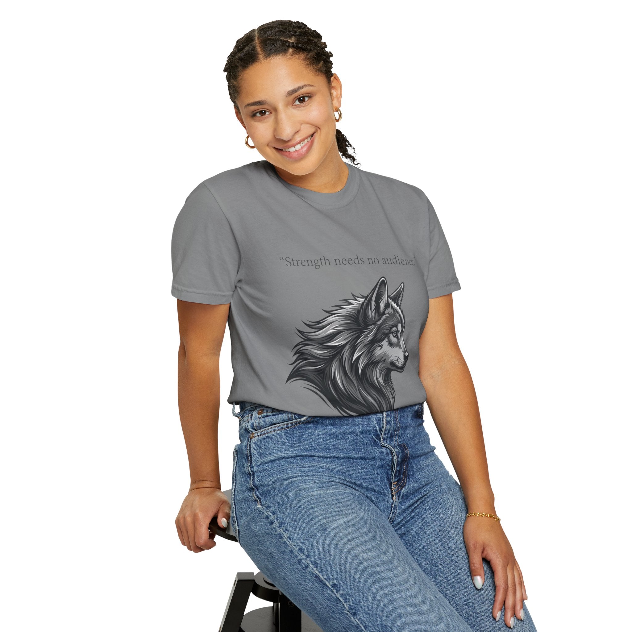 PRB Wolf Head T-Shirt — "Strength needs no audience" Inspirational Graphic Tee by Printify