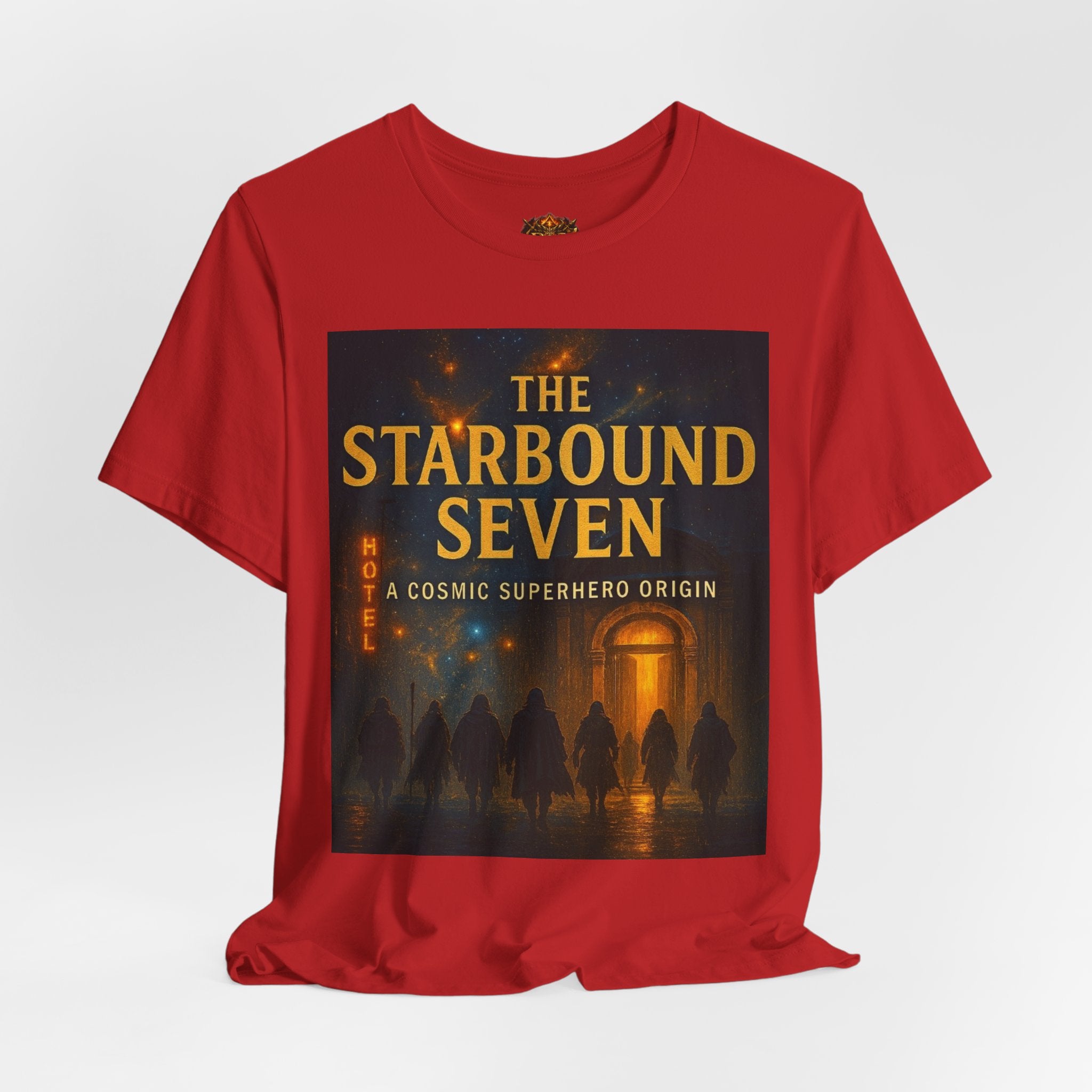 Power Runs Black PRB The Starbound Seven Tee – Retro Cosmic Superhero Poster Shirt by Power Runs Black