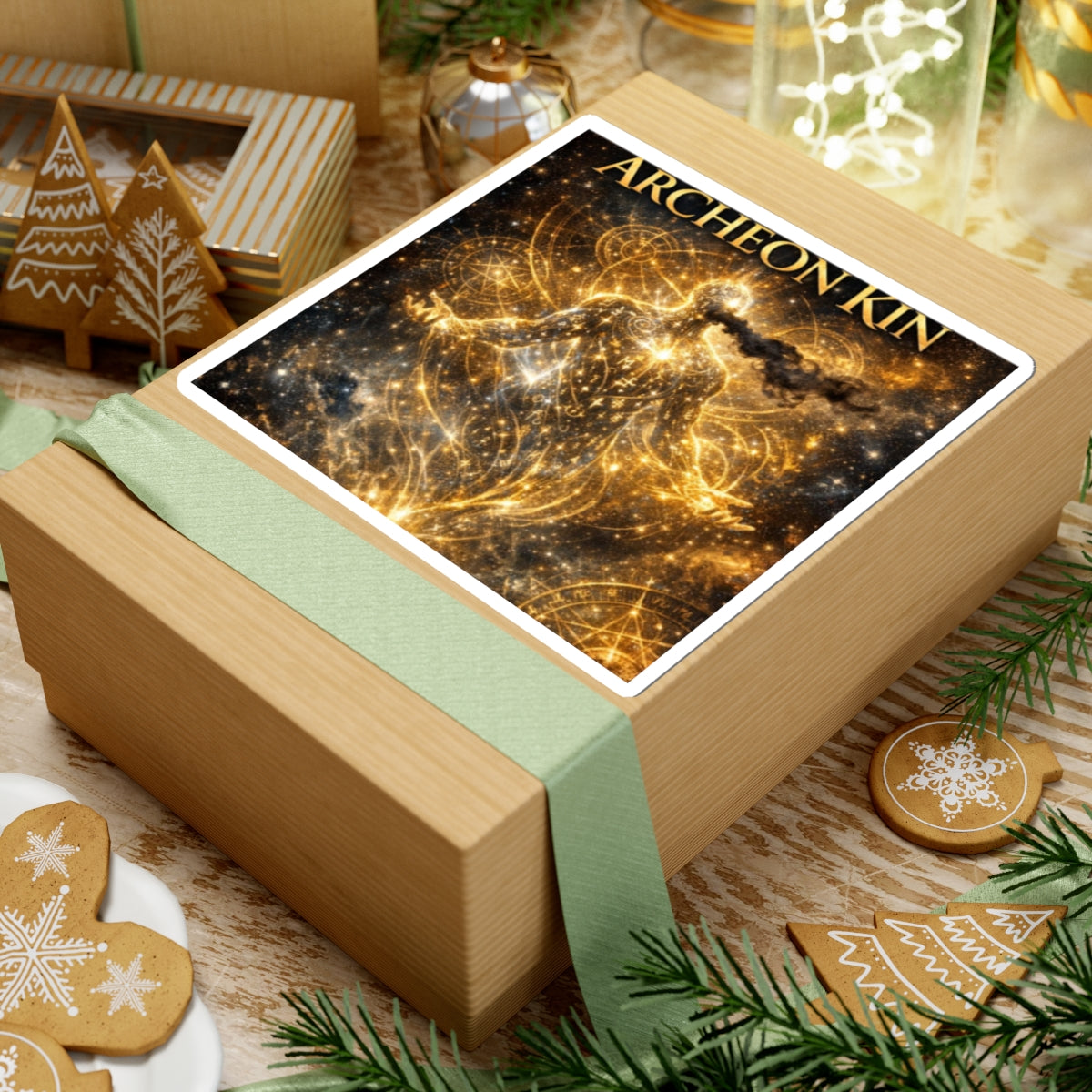 Power Runs Black PRB Archeon Kin Cosmic Spiritual Sticker — Golden Astral Figure Kiss-Cut by Printify