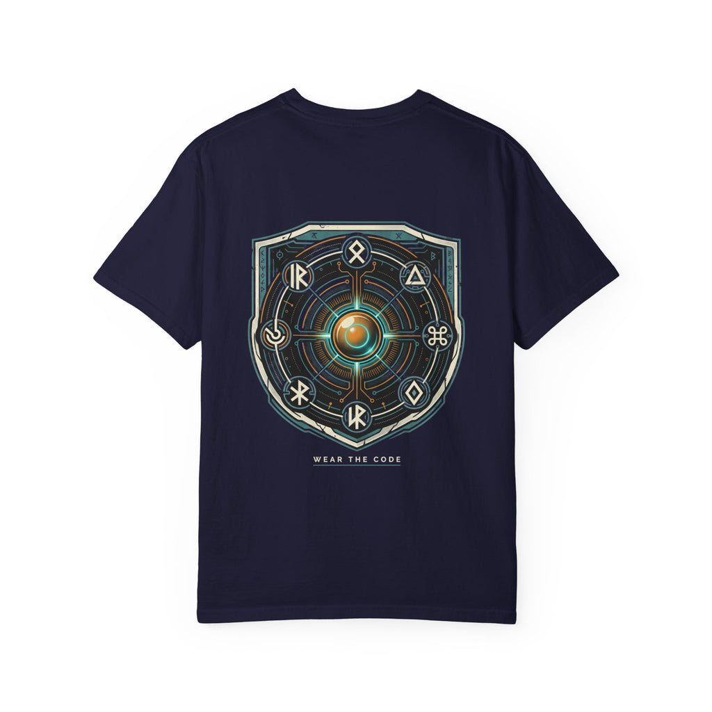 Power Runs Black PRB "Wear The Code" Mystic Shield T-Shirt — Geometric Sigil Graphic Tee by Printify