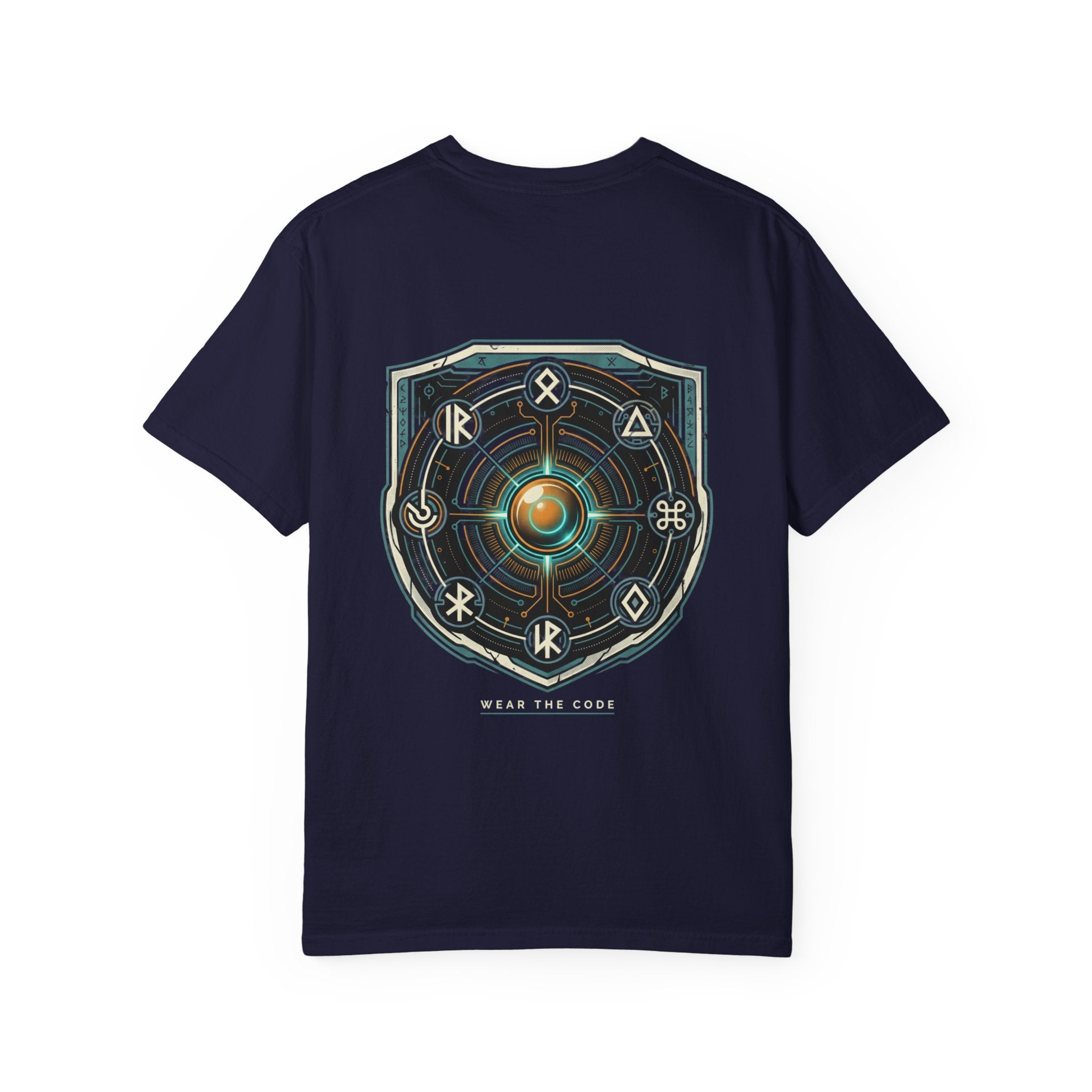 Power Runs Black PRB "Wear The Code" Mystic Shield T-Shirt — Geometric Sigil Graphic Tee by Printify