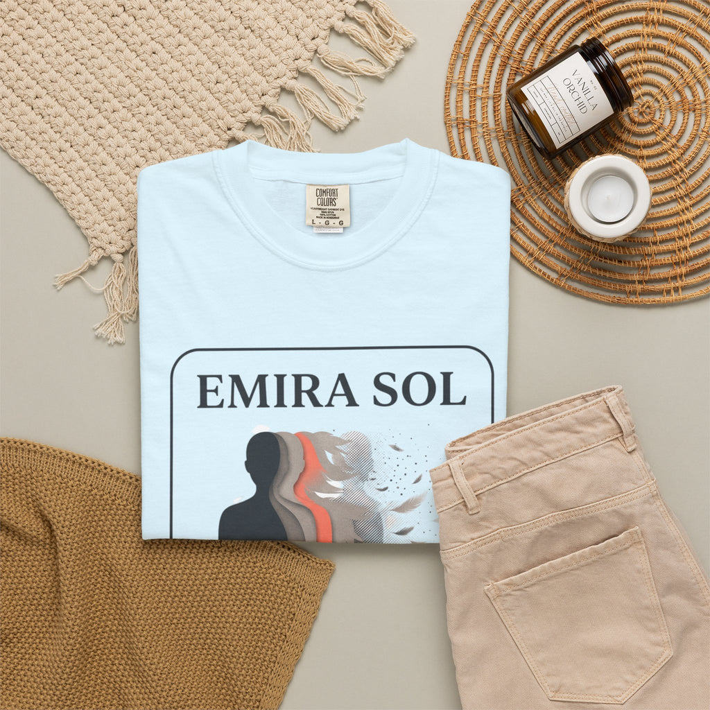 Power Runs Black PRB Emira Sol Graphic T-Shirt — Silhouette Art "Release Shadows" Tee by Printify