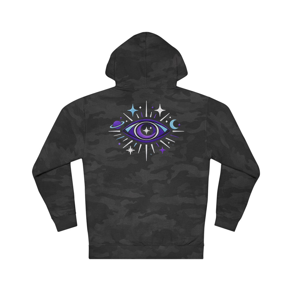 PRB Mystic Purple All-Seeing Eye Hoodie | Celestial Stars Moon by Power Runs Black