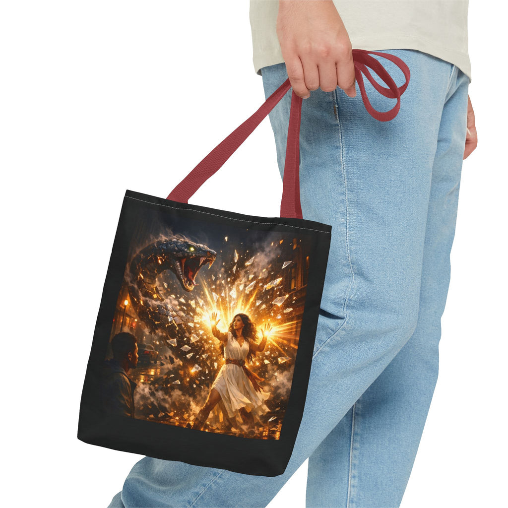 PRB Raging Serpent Burst tote bag | Fantasy serpent explosion art by Printify