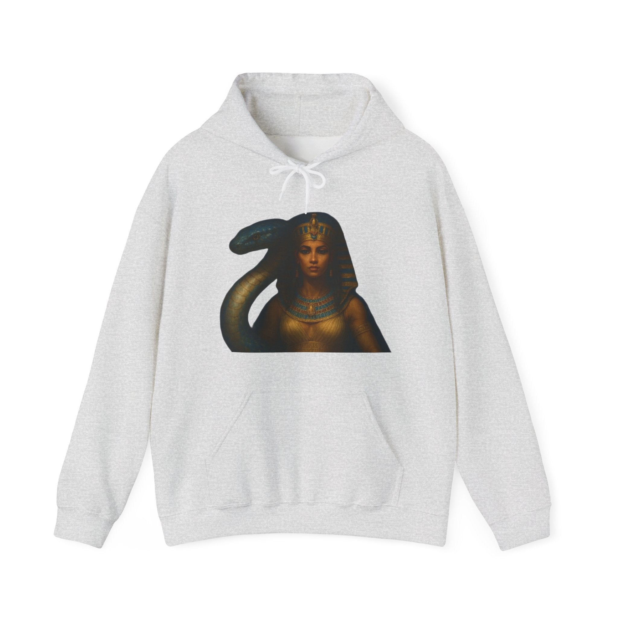 PRB Egyptian Goddess Portrait Hoodie | Serpent Headdress, Ancient Queen Art by Power Runs Black