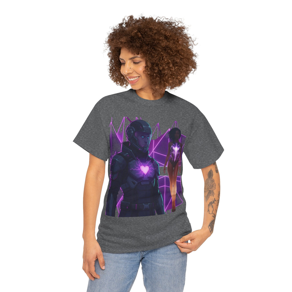 Power Run Black PRB Pretty Rich Bitch The Collection Purple Heart Cyberpunk Knight T-Shirt | Futuristic Armor Sci‑Fi Tee by Printify
