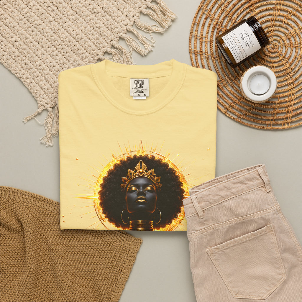 Power Runs Black goddess illustration T-Shirt | Afrocentric black pride design by Power Runs Black