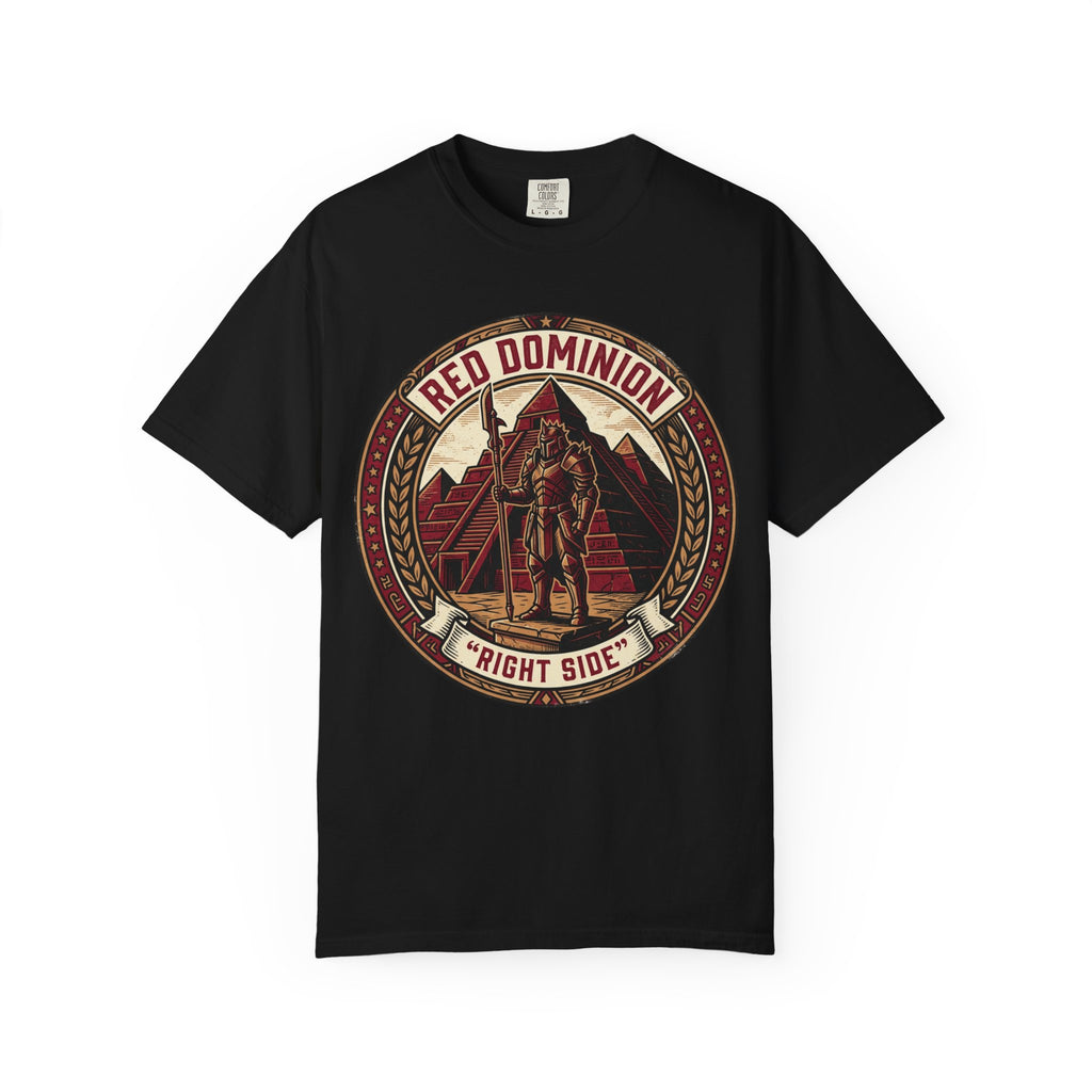 Power Runs Black PRB Red Dominion 'Right Side' Graphic T-Shirt by Printify