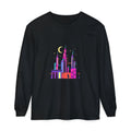 PRB Neon City Skyline Long Sleeve Shirt | Urban Nightscape Illustration by Power Runs Black