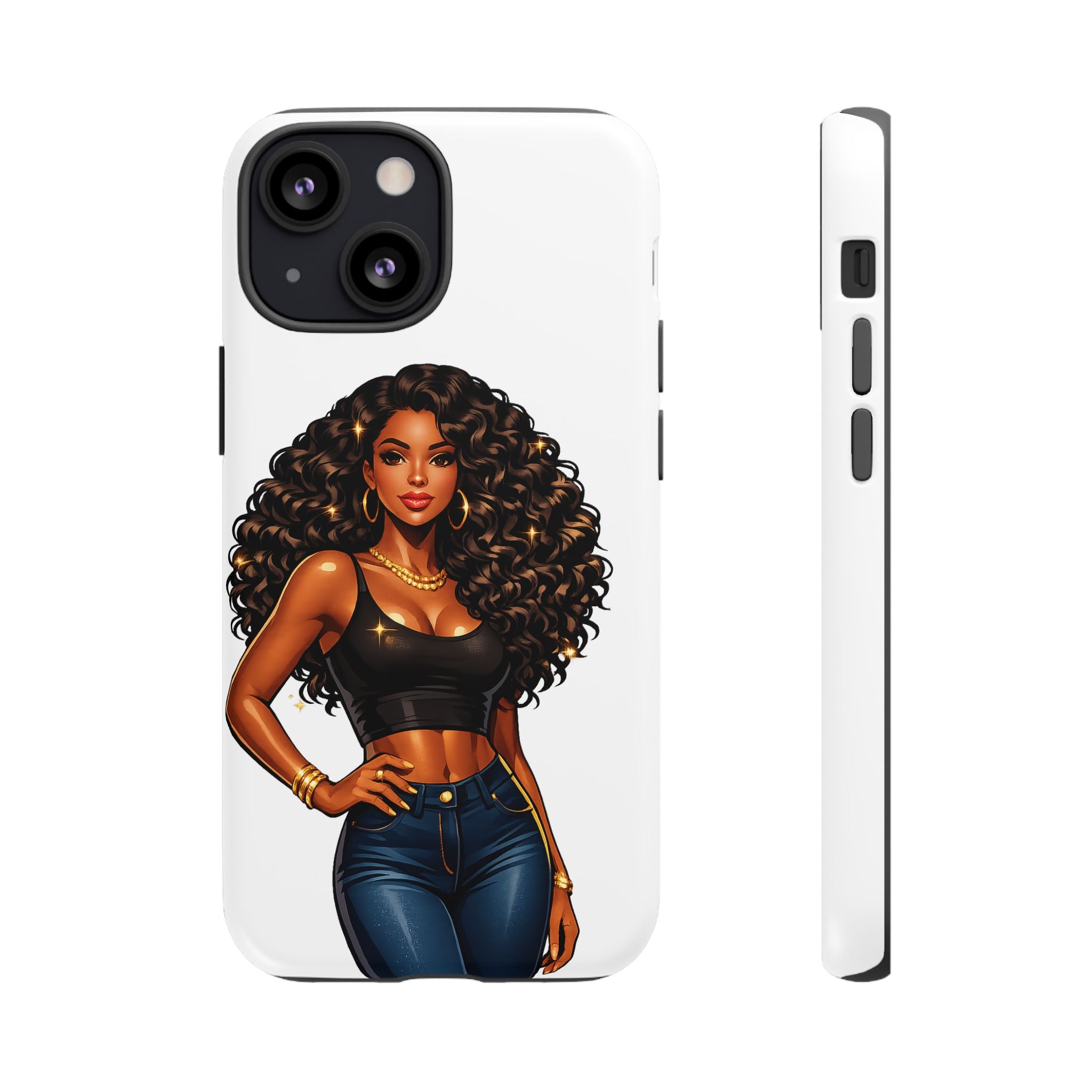 Pretty Rich Bitch by PRB Curly Hair Phone Case by Power Runs Black