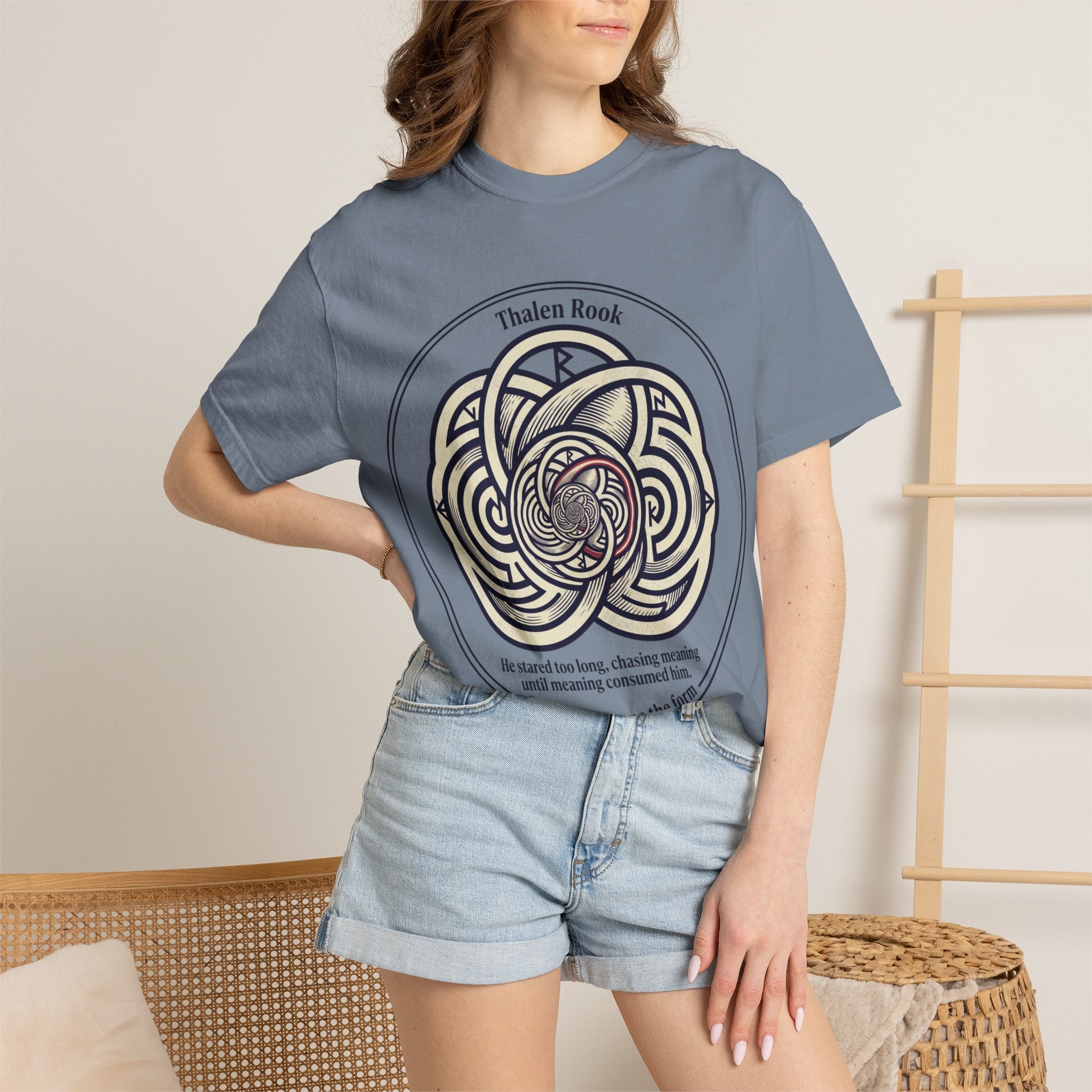 Power Runs Black PRB Thalen Rook Celtic Knot Graphic T-Shirt — "He stared too long..." Quote Tee by Power Runs Black