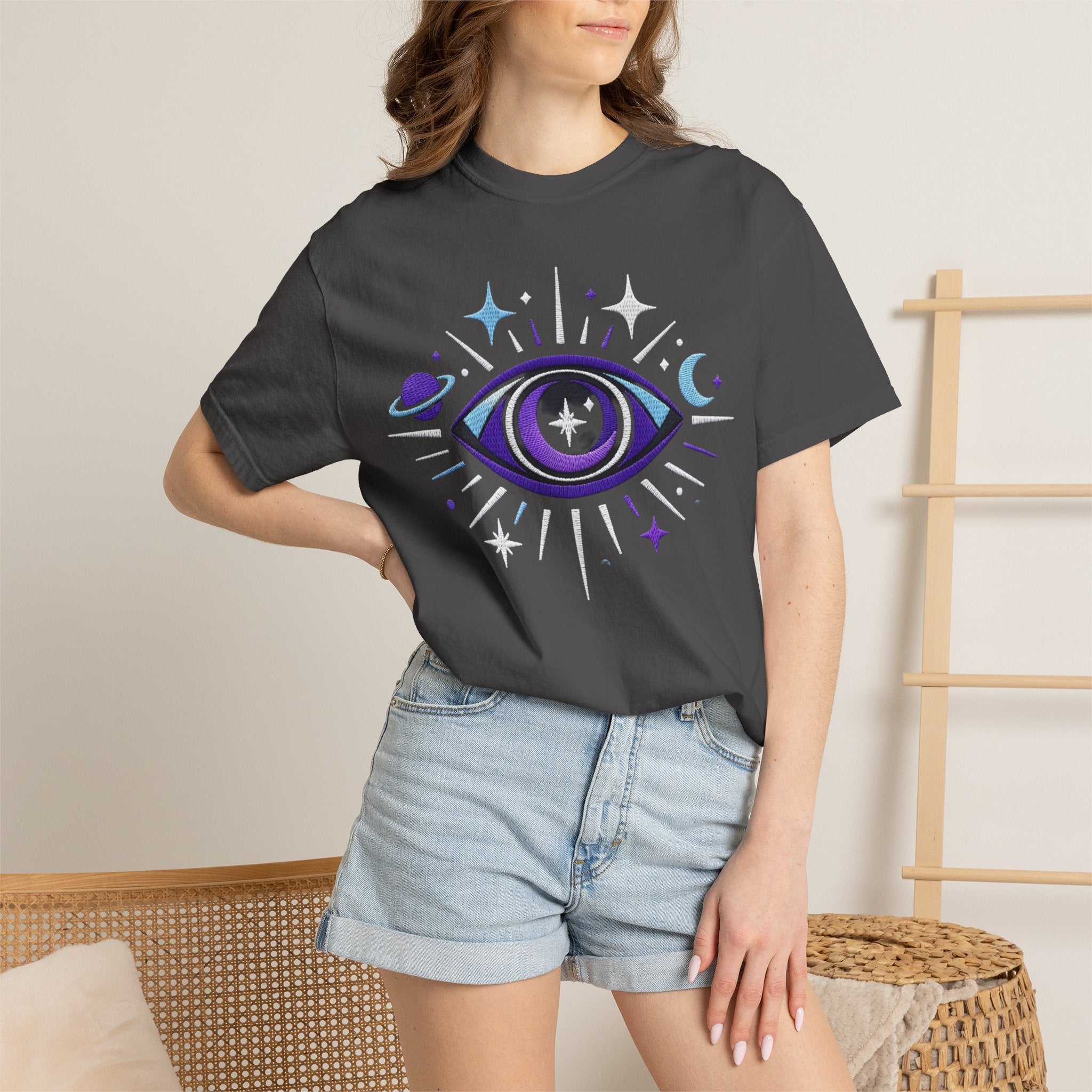 PRB Mystic All-Seeing Eye T-shirt | Cosmic Moon and Stars by Power Runs Black