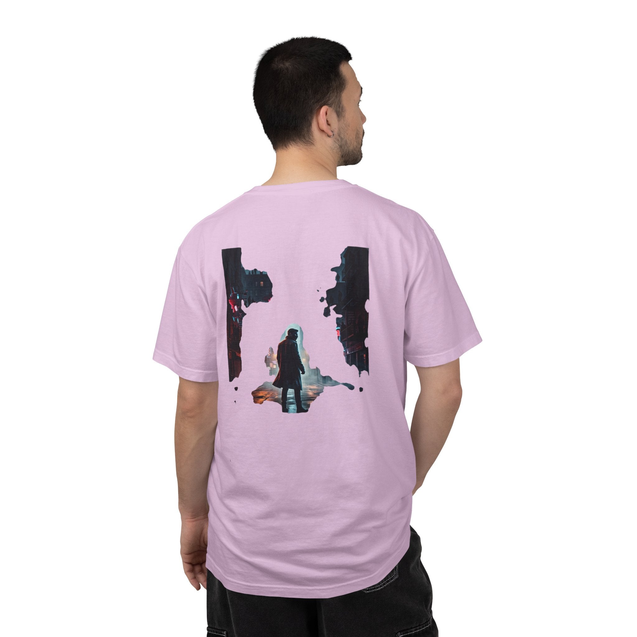 Syndication Loop Cyberpunk Portrait Tee — Tech-Noir Graphic T-Shirt | Power Runs Black by Printify