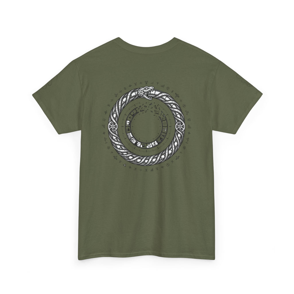 Power Runs Black — "The Agenda of the Arch" Retro TV Ouroboros Graphic Tee by Printify