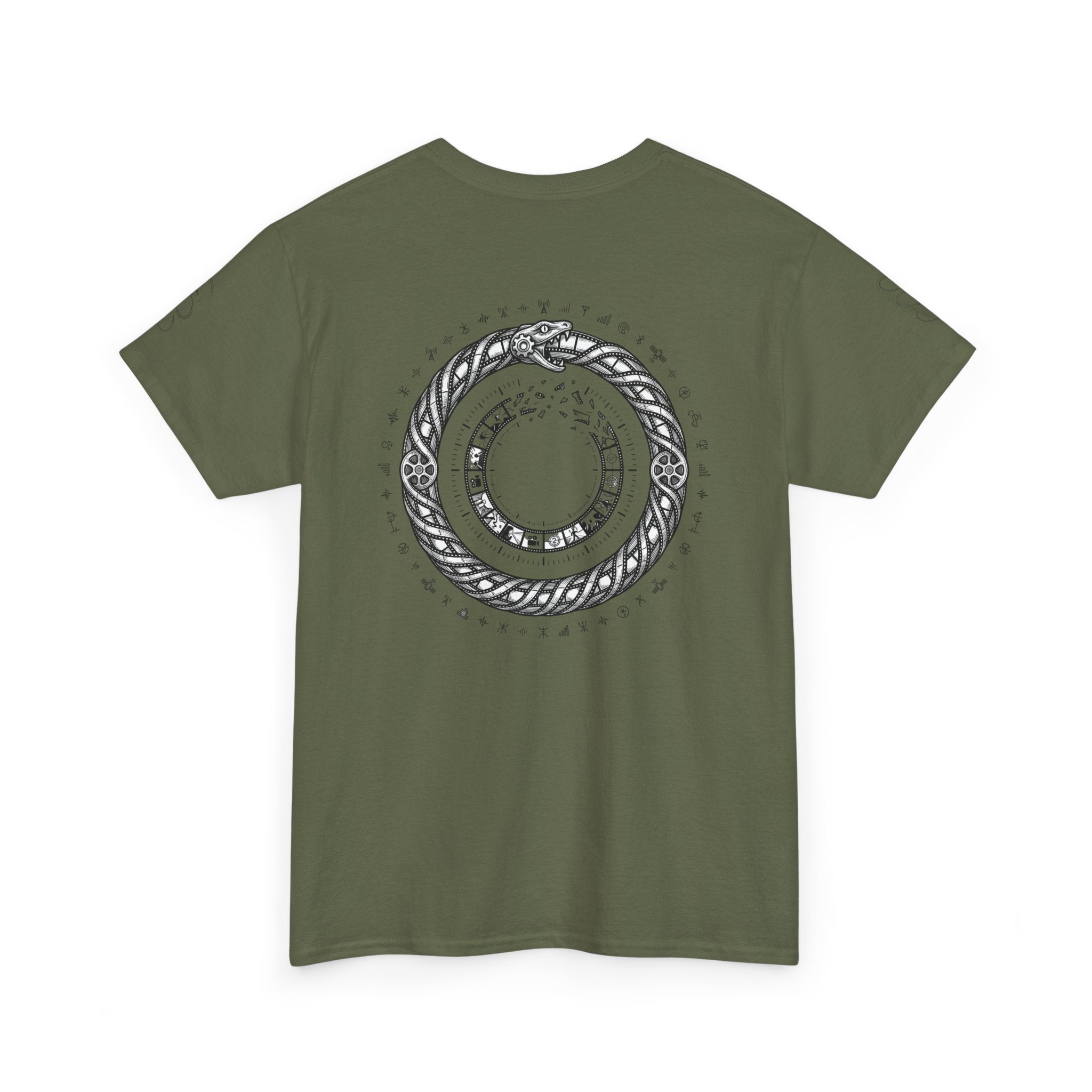 Power Runs Black — "The Agenda of the Arch" Retro TV Ouroboros Graphic Tee by Printify
